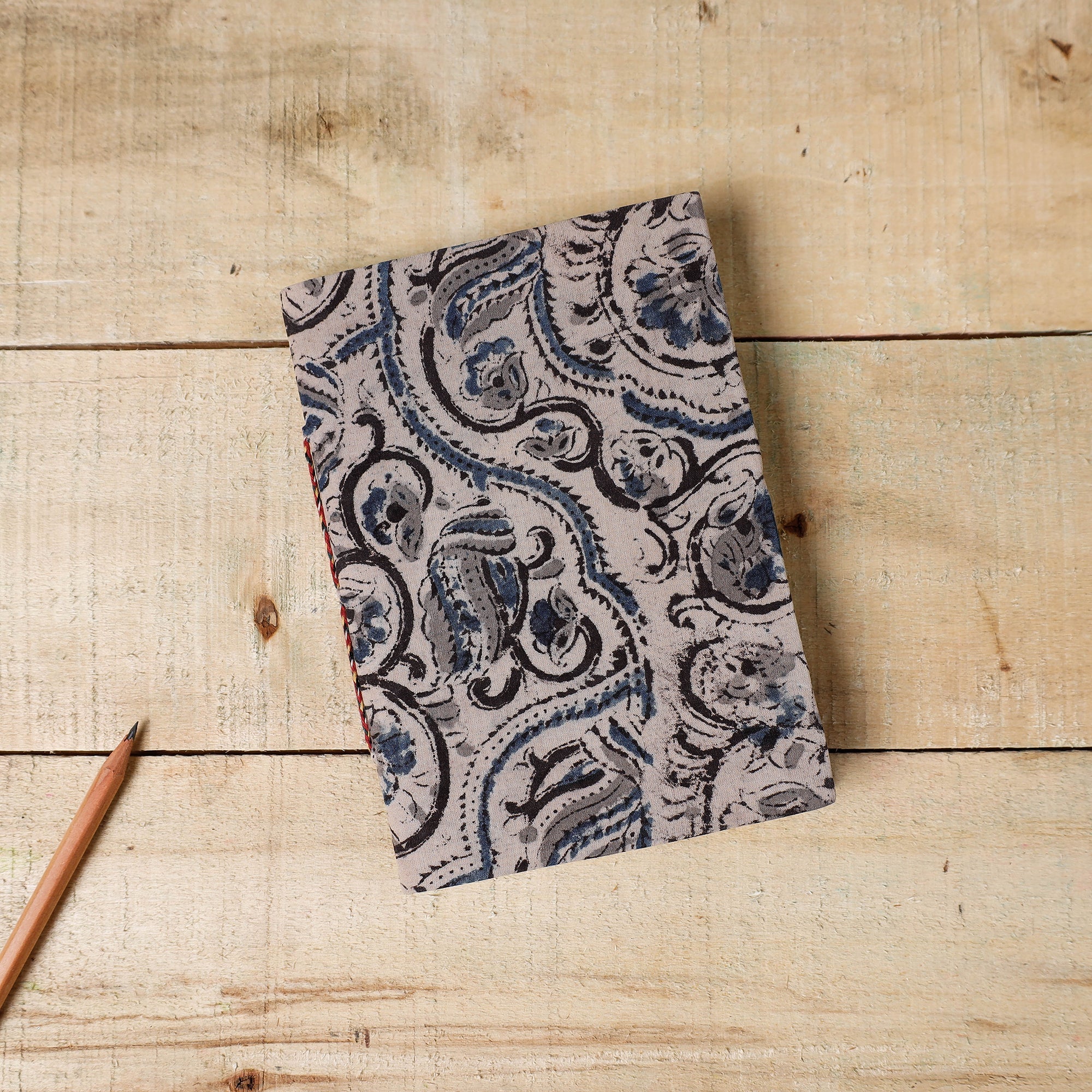 BINDAAS UNLIMITED Beige - Kalamkari Fabric Cover Handmade Paper Notebook (7 x 5 in)