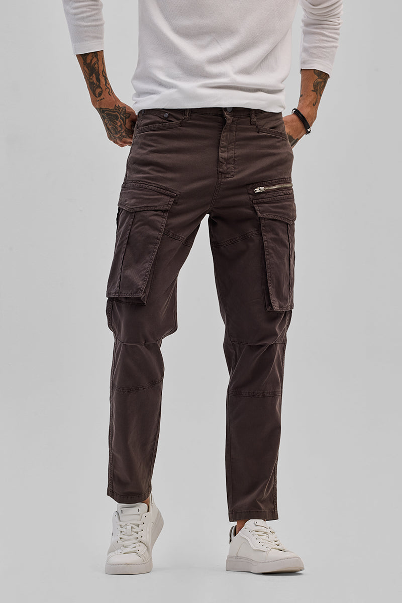 SNITCH Brown Relaxed Fit Cargo Pants