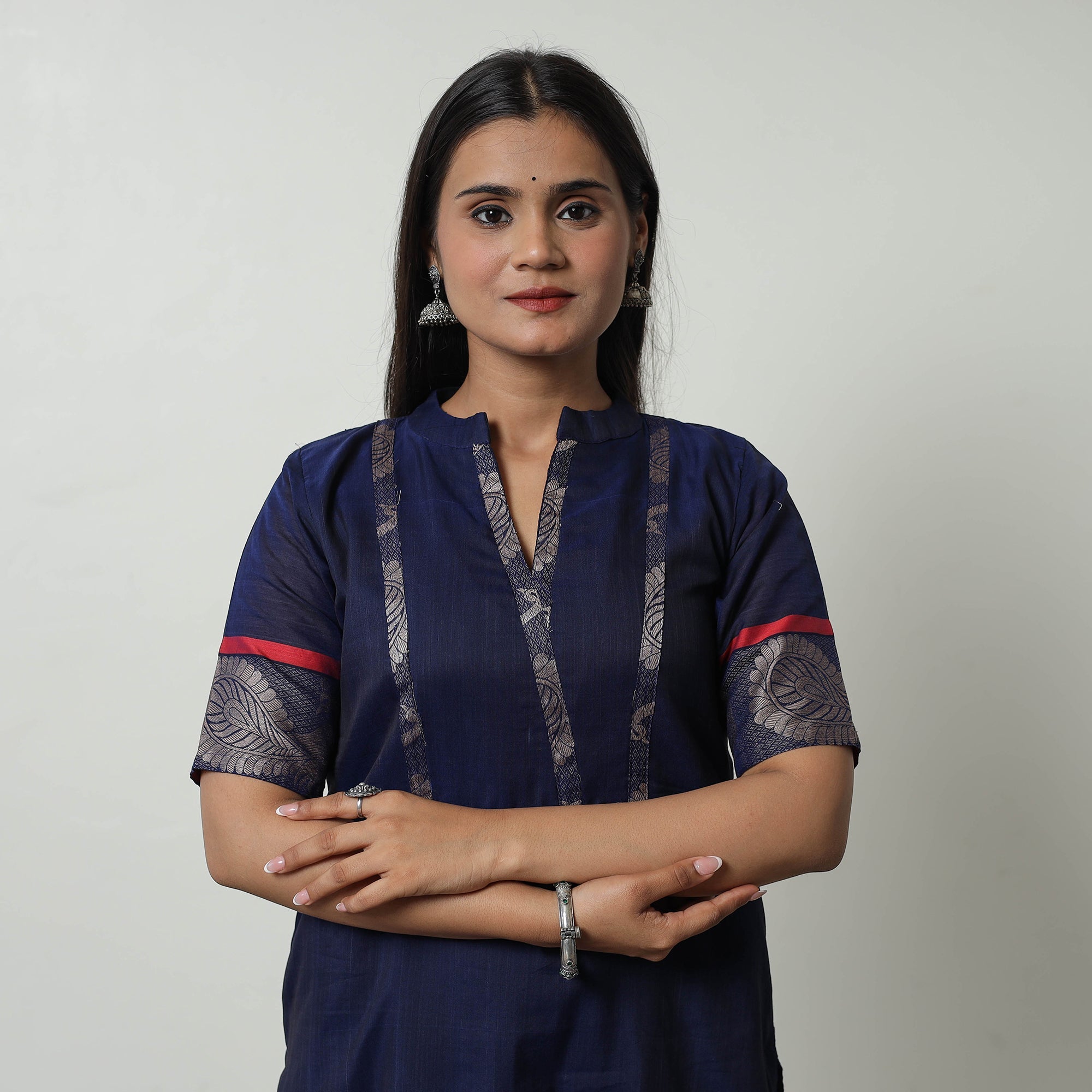 ITOKRI CASUALS Blue - Dharwad Mercerised Cotton Straight Kurta 21