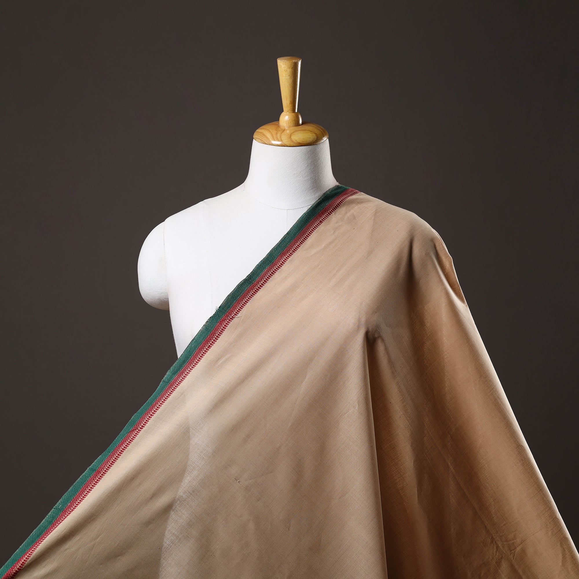 SOUTH KARGHA Beige - Handloom Mangalagiri Cotton Fabric with Thread Border 06