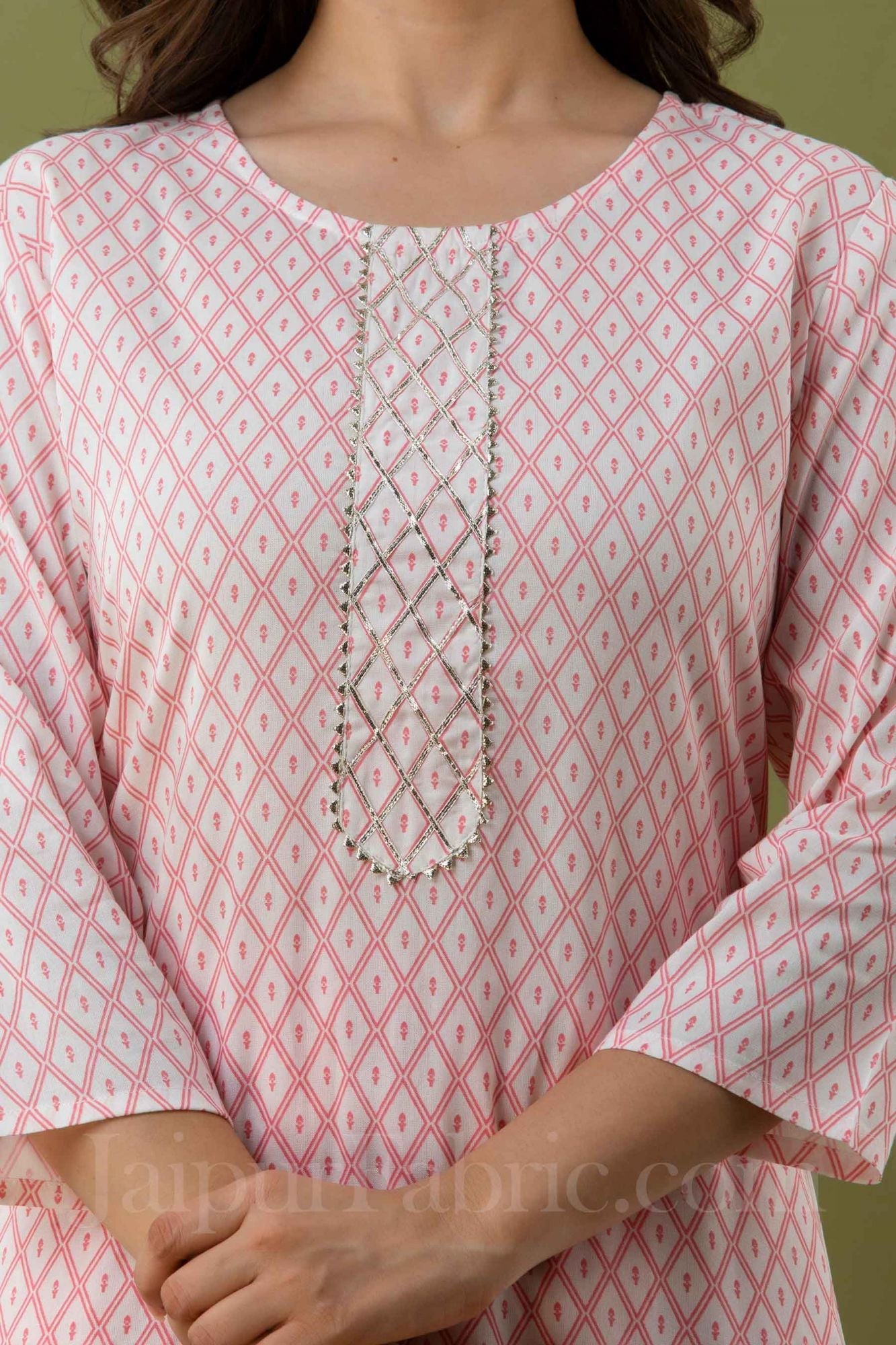 JaipurFabric® Women Peach Cotton Kurti With Palazzo - view 2