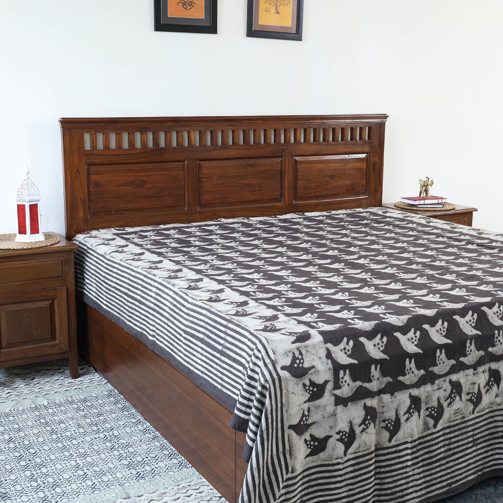 BINDAAS UNLIMITED Brown - Block Art Print Cotton Double Bindaas Bed Sheet (110 x 93 in)