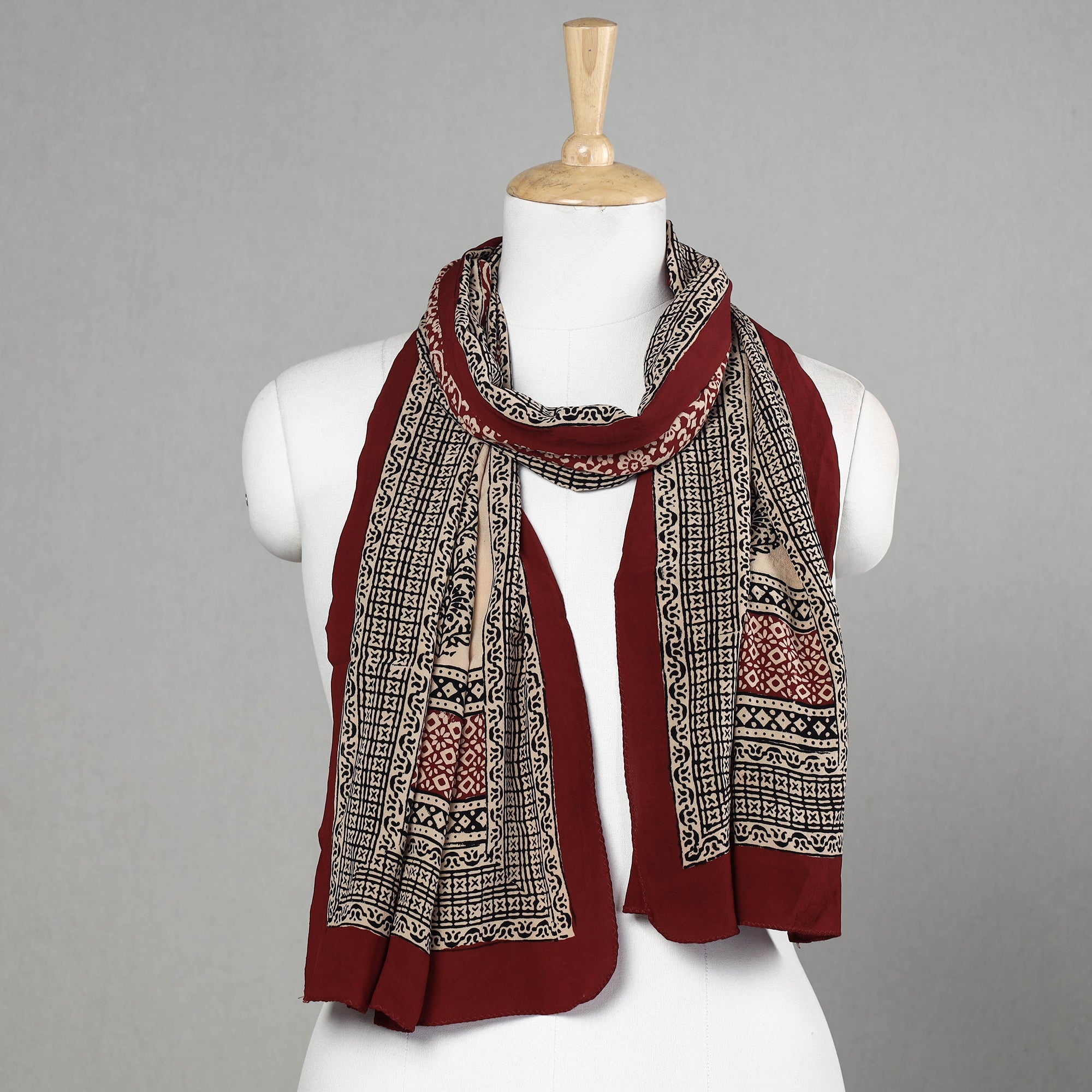 BAGH PRINTS BY MOHAMMED BILAL KHATRI Black - Bagh Hand Block Printed Crepe Silk Stole