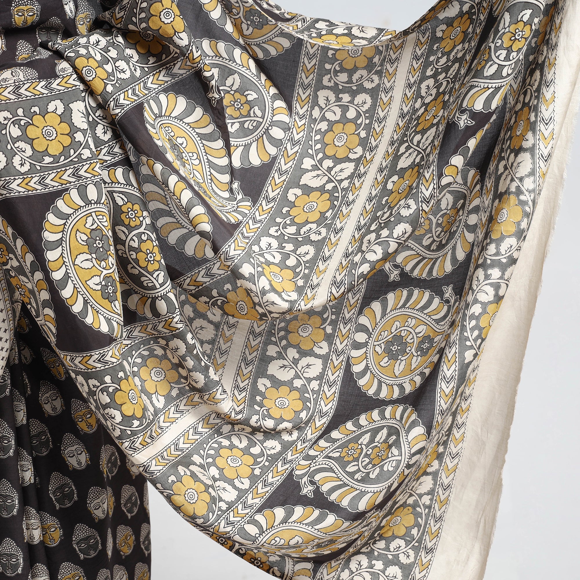 SOUTH KARGHA Black - Kalamkari Printed Silk Cotton Saree - view 5