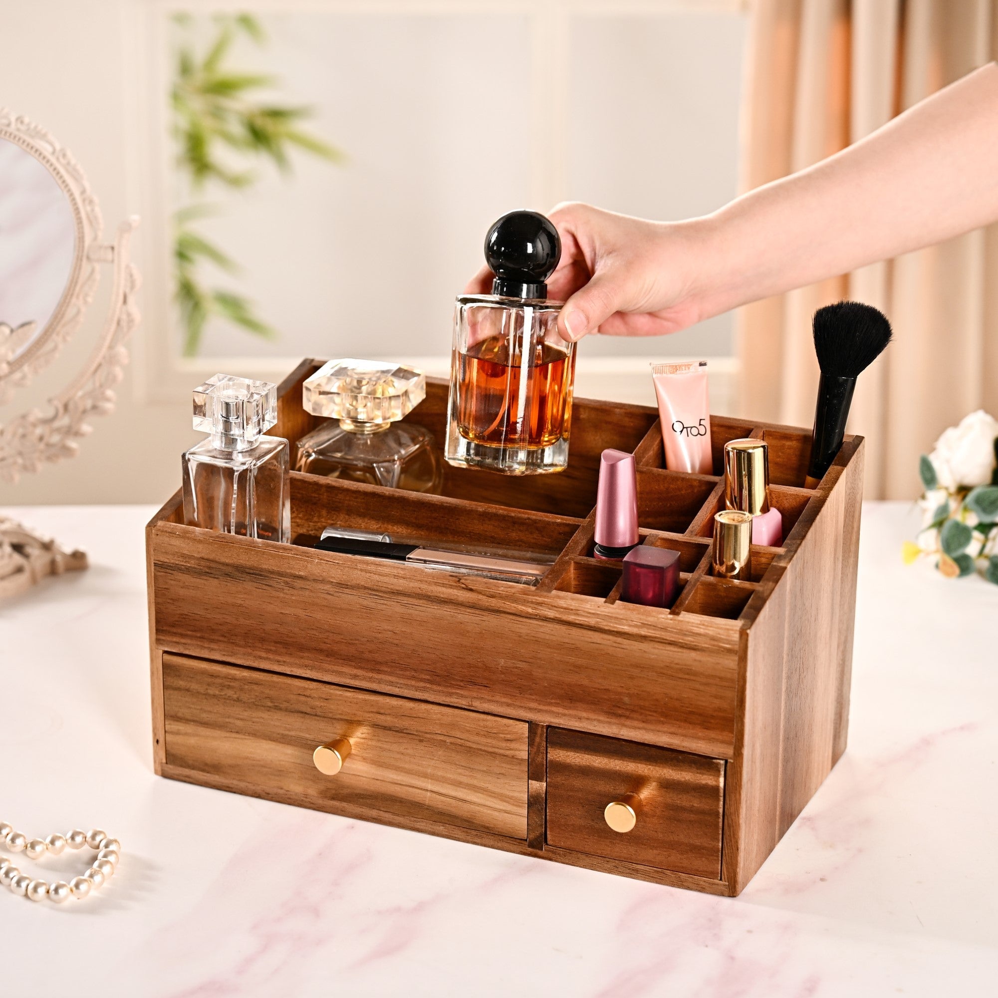 Nestasia Acacia Wood Makeup Organiser Box For Dressing Table - view 2