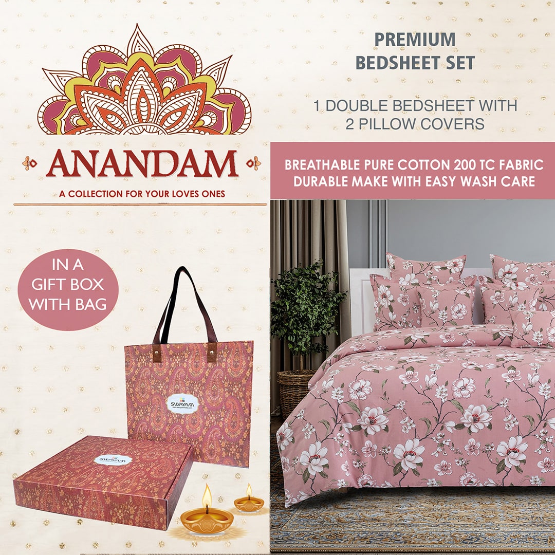 Swayam India Anandam Double Bedsheet with 2 Pillow Covers - 14159