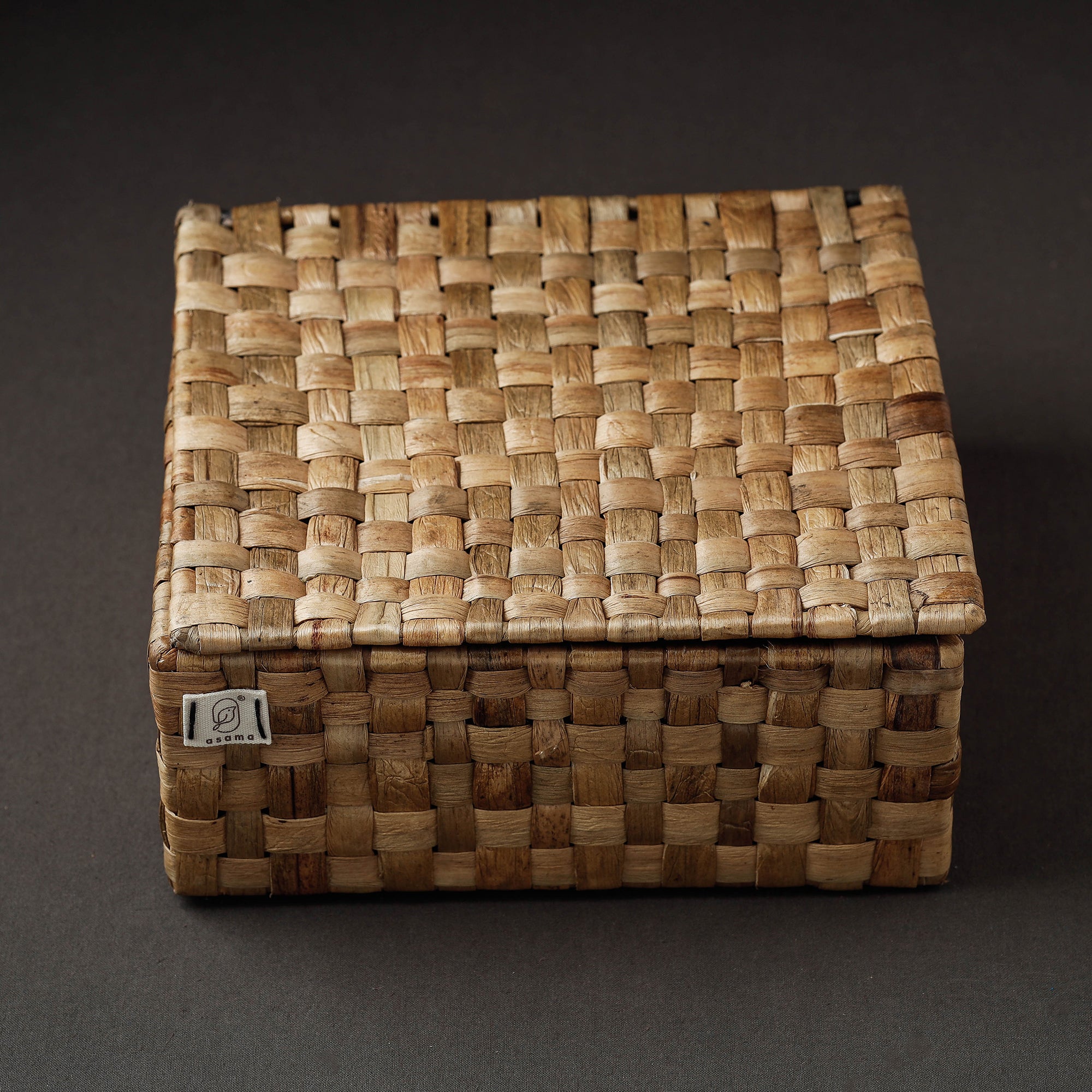 ASAMA Brown - Handcrafted Organic Water Hyacinth Basket (9 x 8 in)
