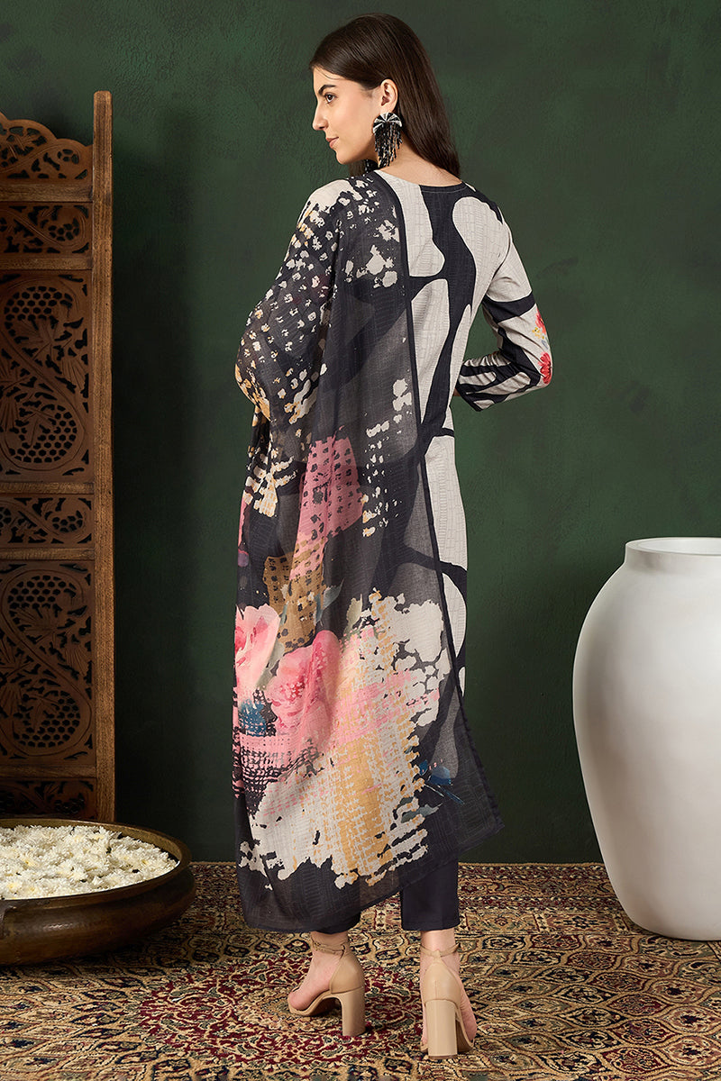 Ahika Black Rayon Blend Floral Printed Straight Trouser Bottom Suit Set PKSKD2539BLK - view 6