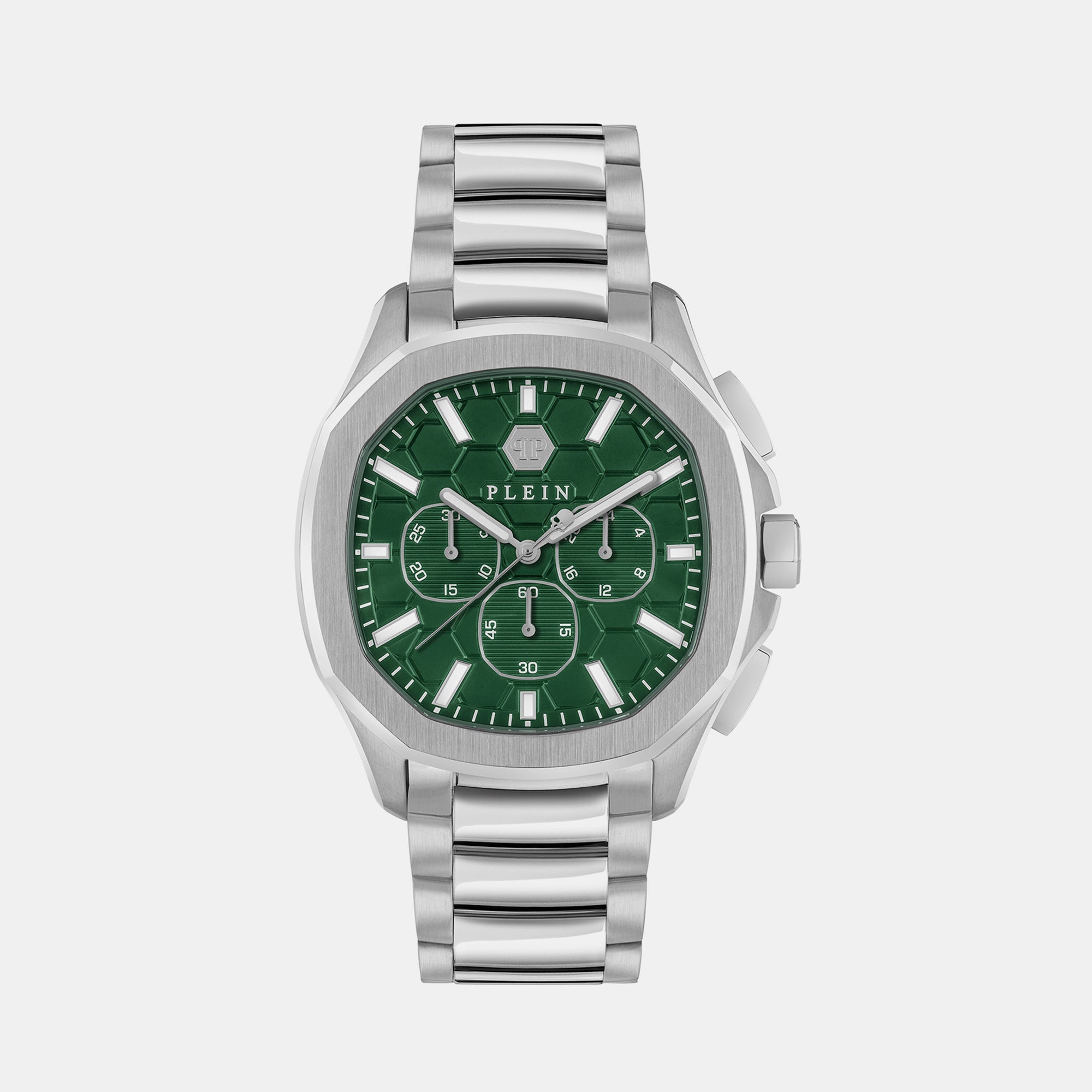 Philipp Plein High-Iconic Men Quartz Green Dial Chronograph Stainless Steel Watch PWSAA0223