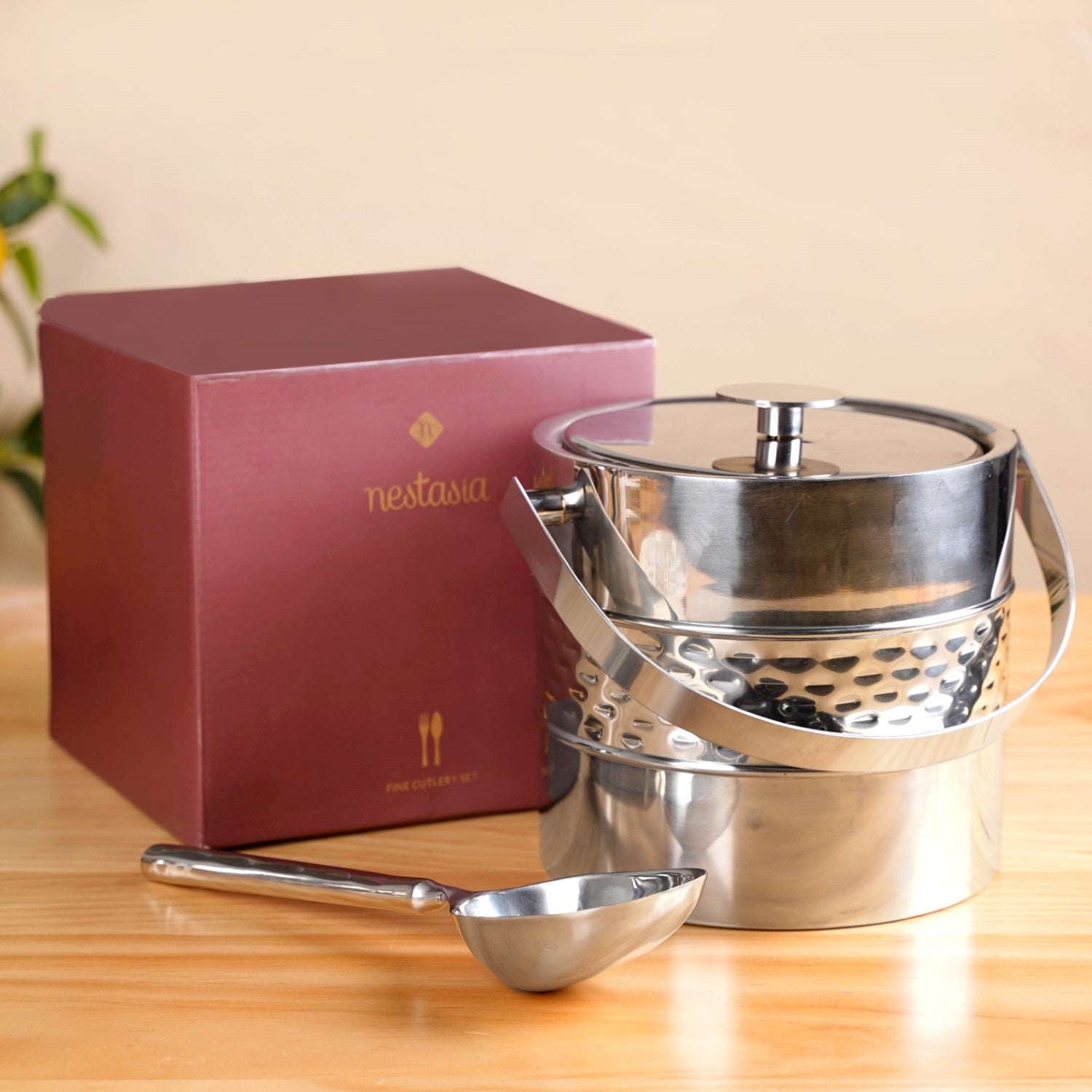 Nestasia Robust Stainless Steel Ice Bucket With Scoop Shovel 2200ml - view 2