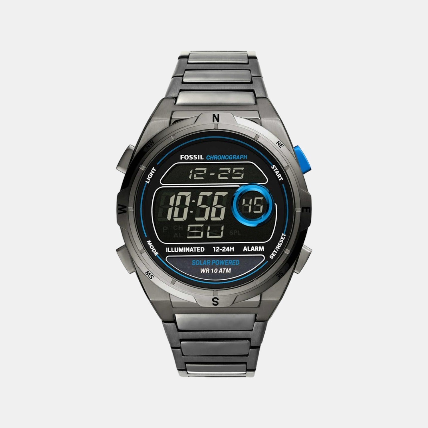 Fossil Everett Men Automatic Black Dial Digital Stainless Steel Watch FS5861