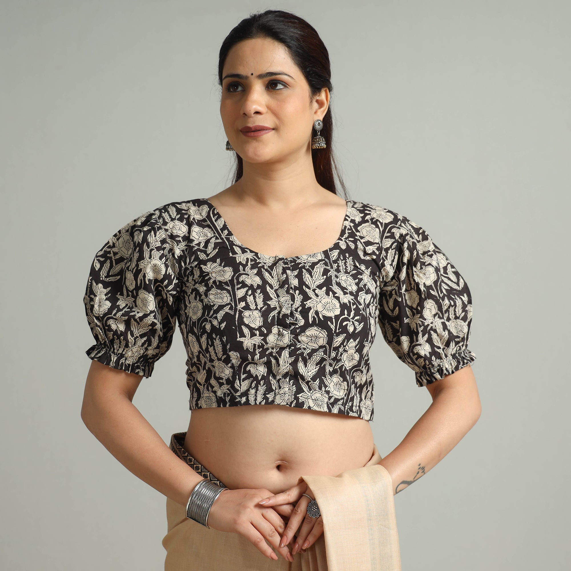 ITOKRI CASUALS Black - Bagru Block Printed Cotton Stitched Blouse 03 - view 2