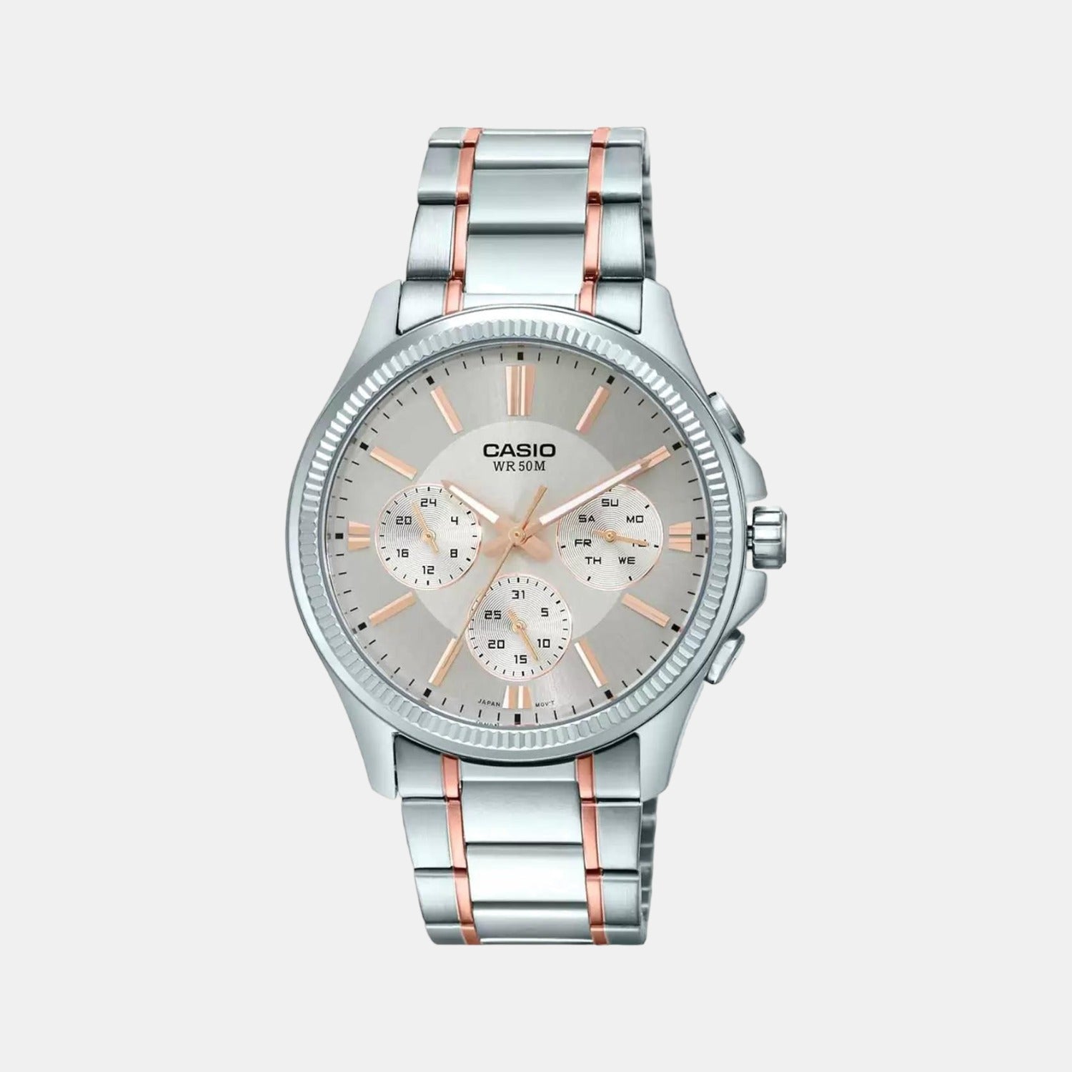 Casio Enticer Men Quartz Gold Dial Chronograph Stainless Steel Watch A1659