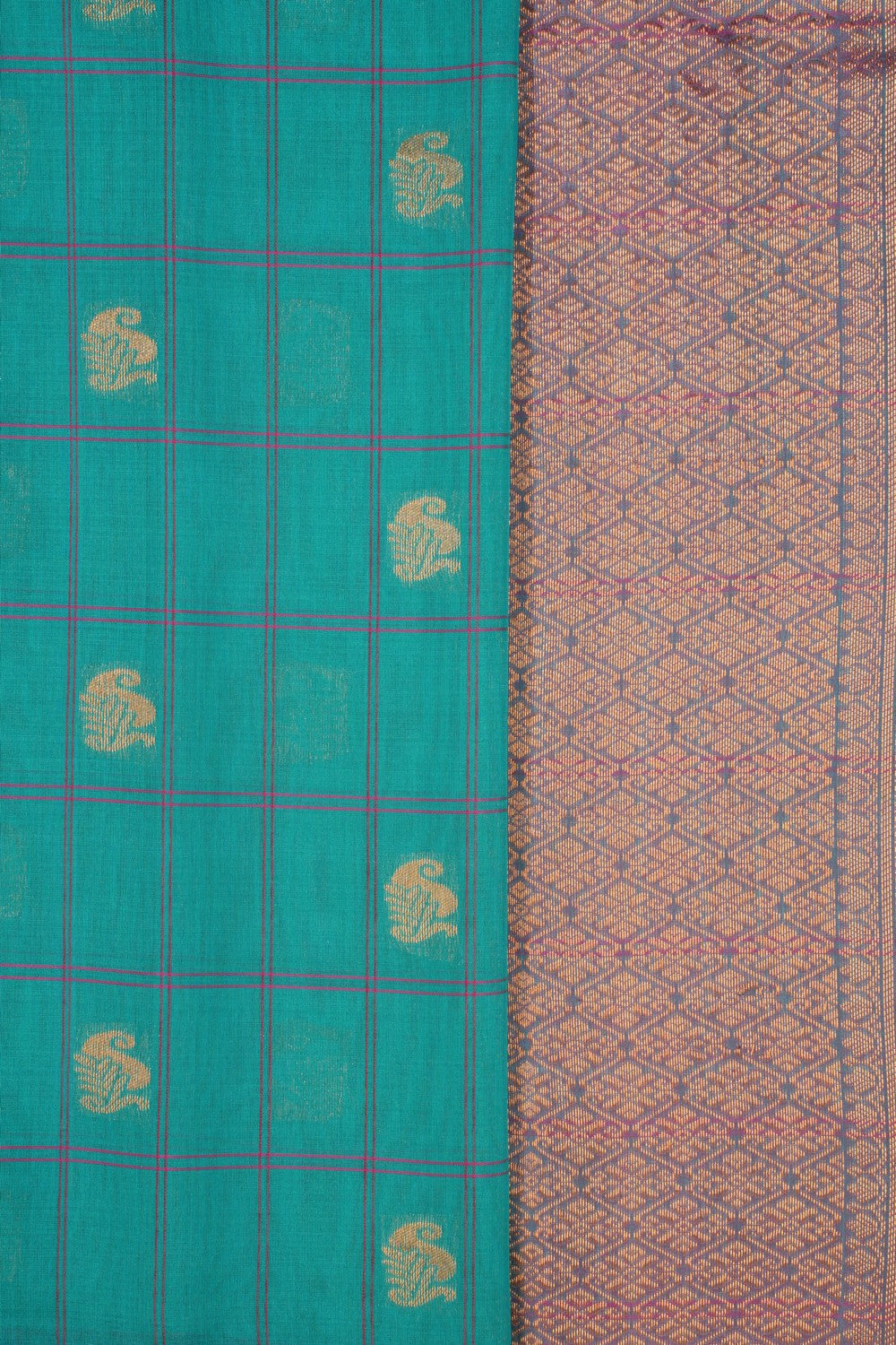 Kalanjali Gadwal Kattam Sea Green Saree – Women's - view 2