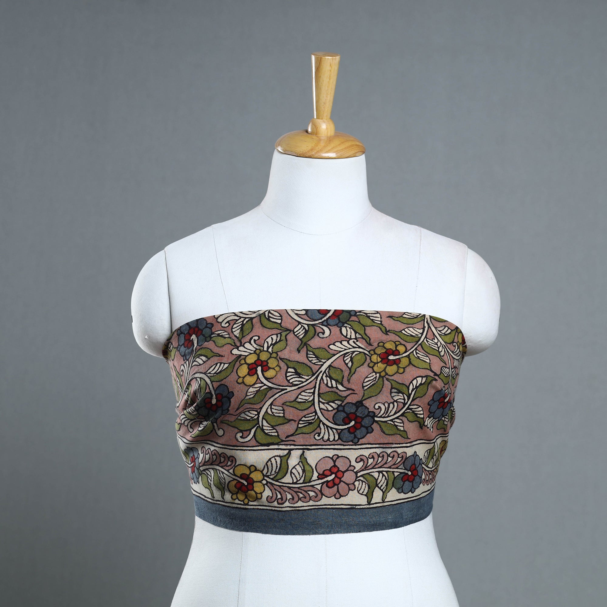 DWARAKA PLUS Brown - Handpainted Cotton Kalamkari Blouse Piece 21