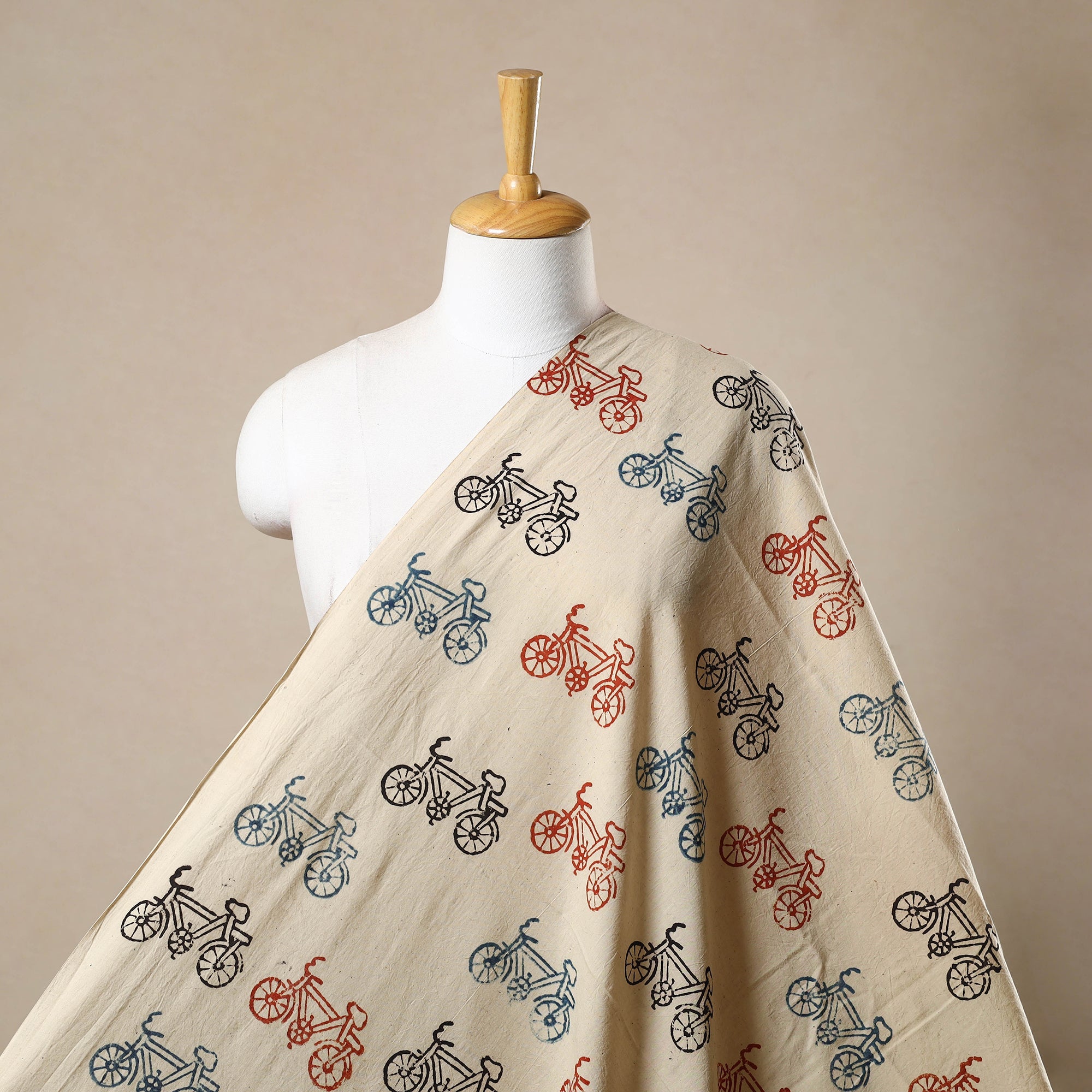 KACHCHH JI CHHAAP Beige - Block Print Cotton Natural Dyed Ajrakh Fabric 54