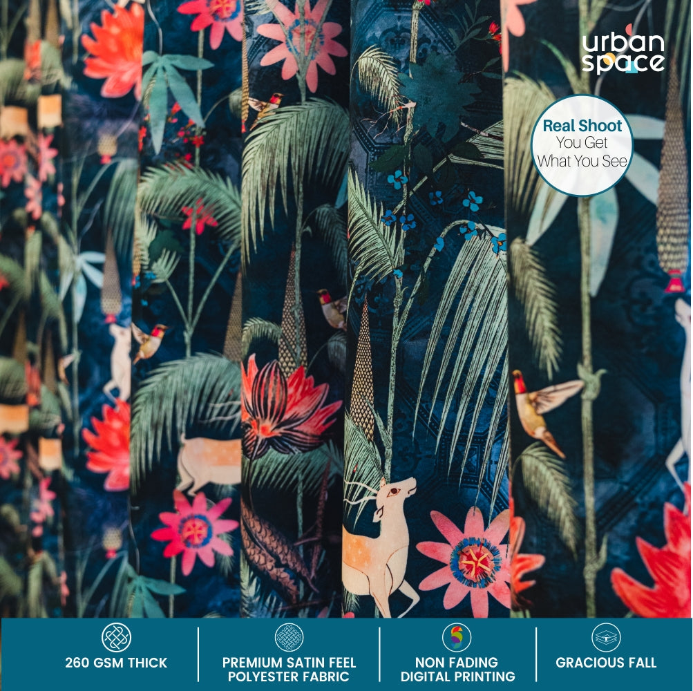 Urban Space -Home Furnishing Store Room Darkening Digital Printed Curtains for Living Room,Bedroom and Nursery, Pack of 2 Curtains - Enchanted Forest - view 2