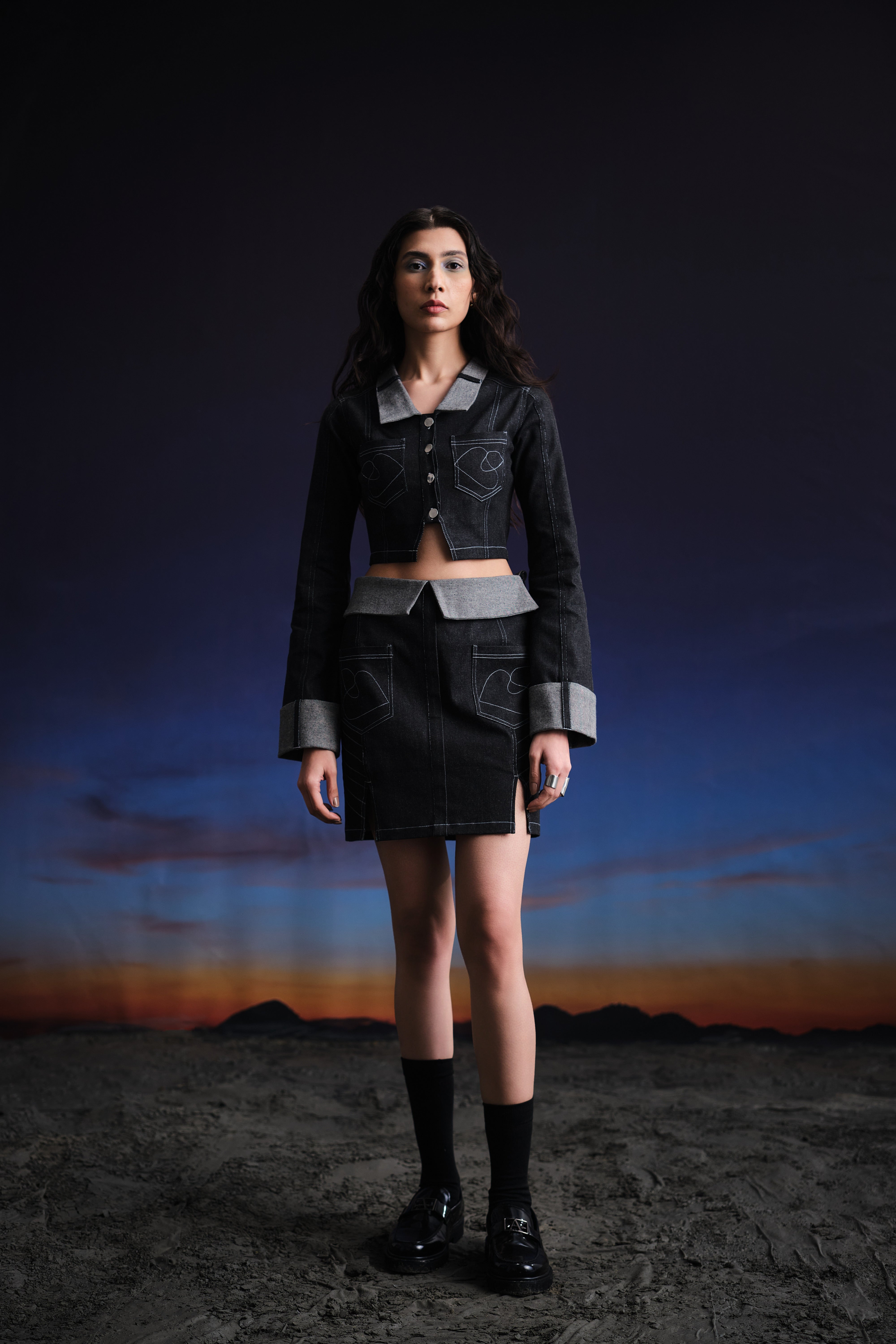 THNWHN Deconstructed Denim Skirt - view 4