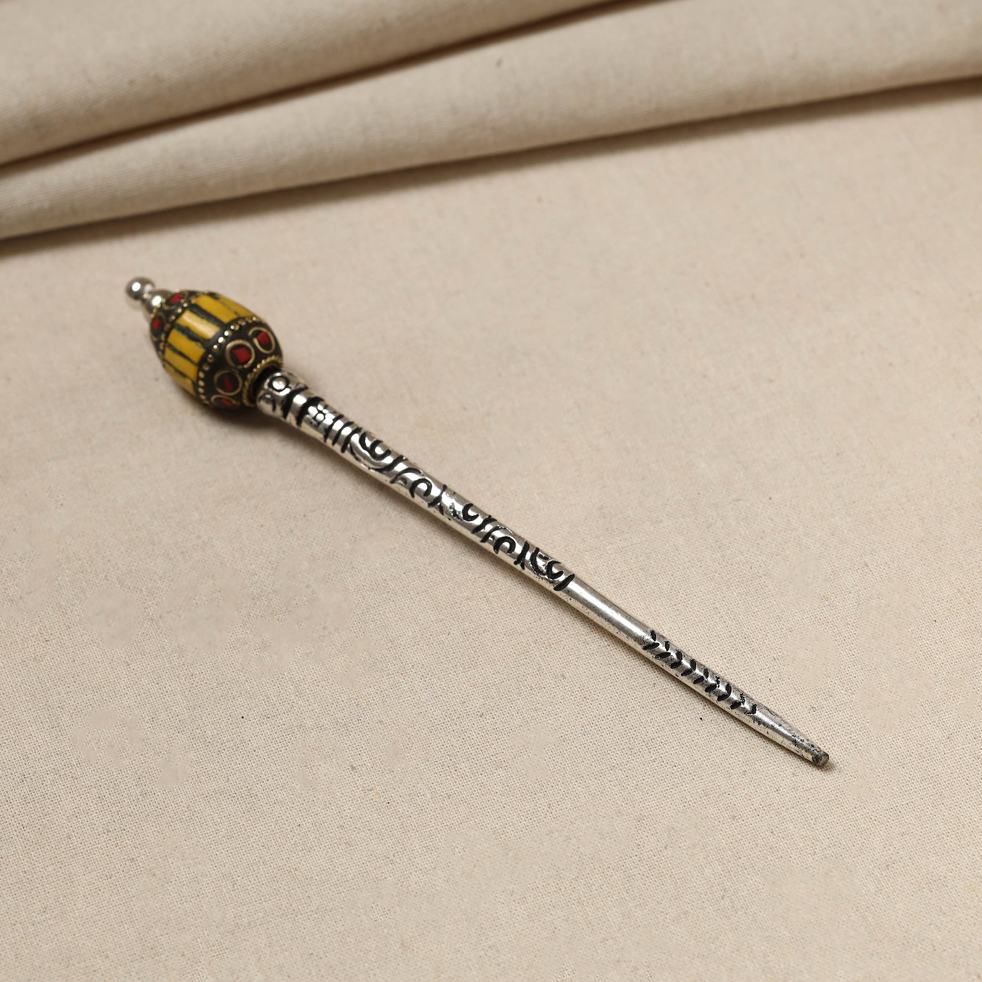 WHITE RIVER STORIES Antique Finish Oxidised German Silver Juda Stick