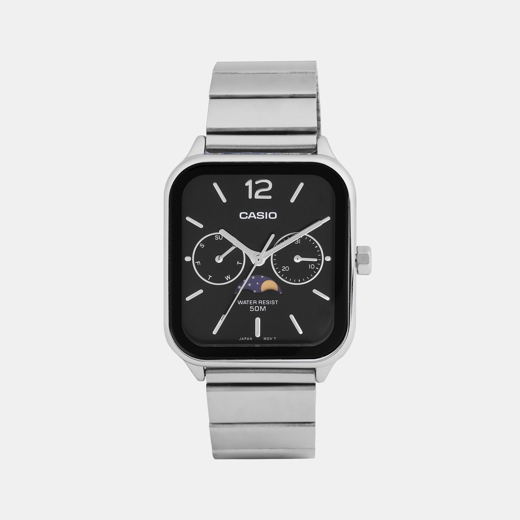 Casio Enticer Men Quartz Black Dial Chronograph Stainless Steel Watch A2181