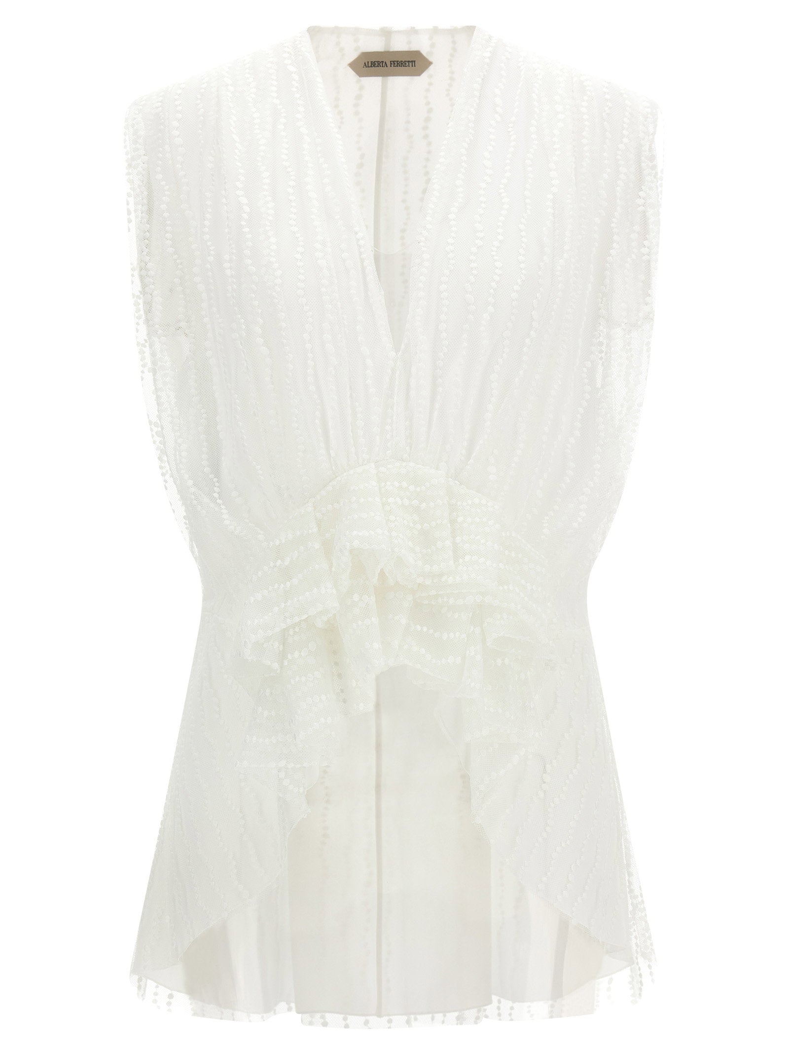Alberta Ferretti Asymmetrical Tulle Top – 100% polyester