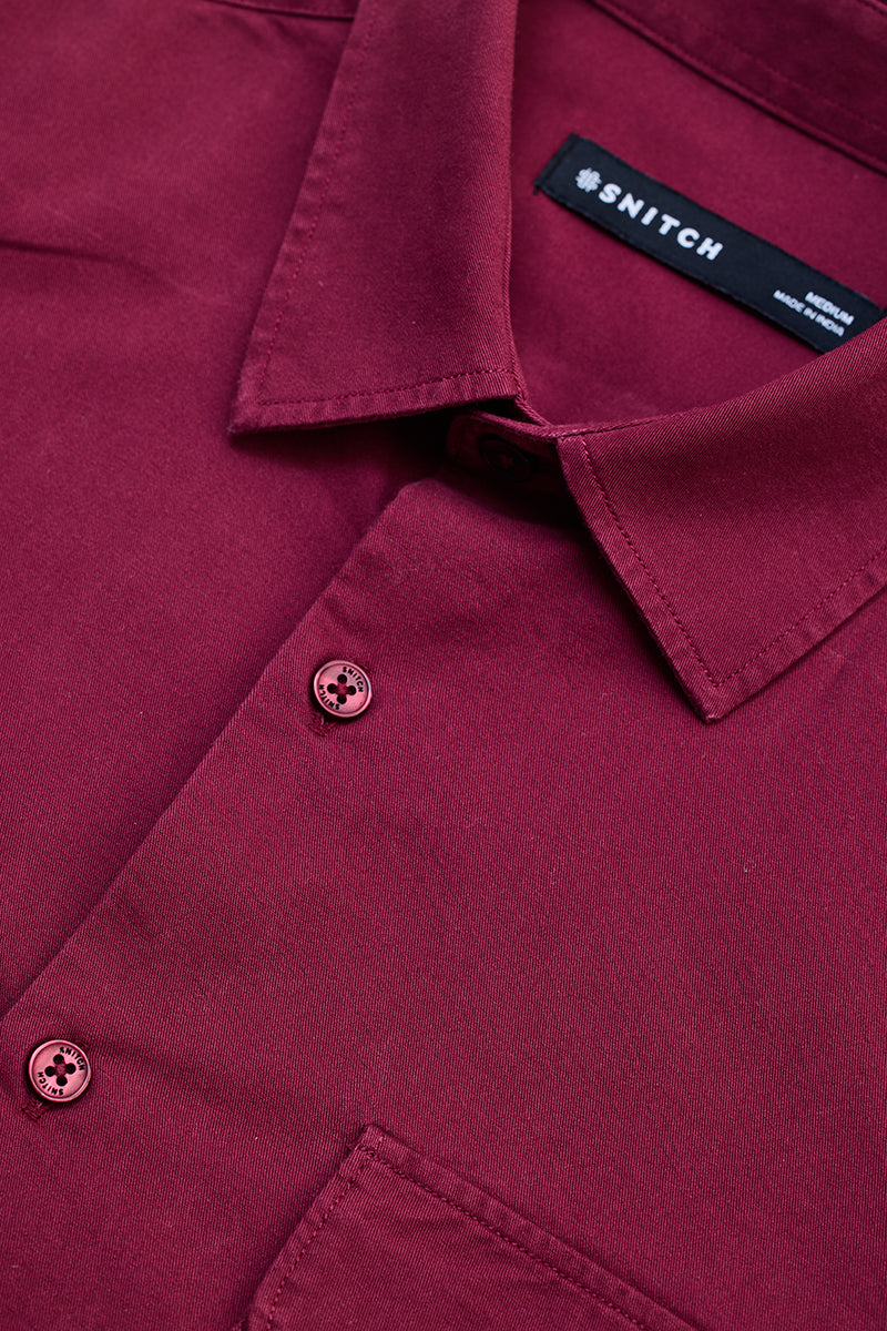 SNITCH Maroon Solid Double Pocket Overshirt - view 2