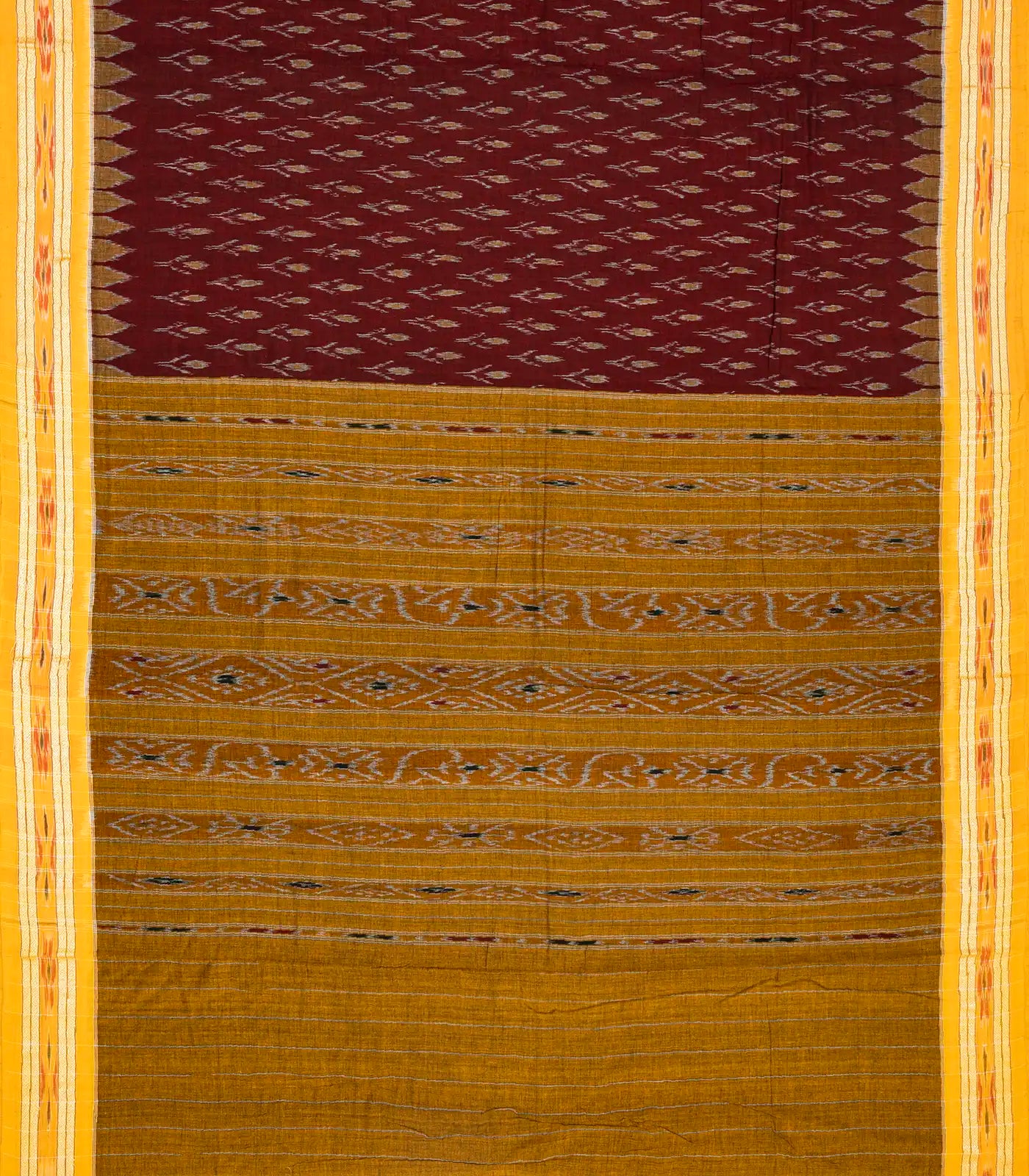 RmKV Maroon Handloom Orissa Cotton Saree With Contrast Border - view 2