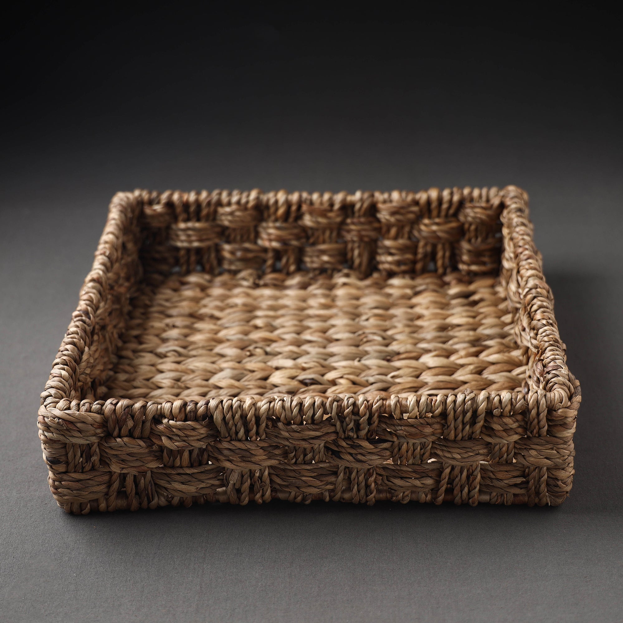 ASAMA Brown - Handcrafted Organic Water Hyacinth Multipurpose Square Tray