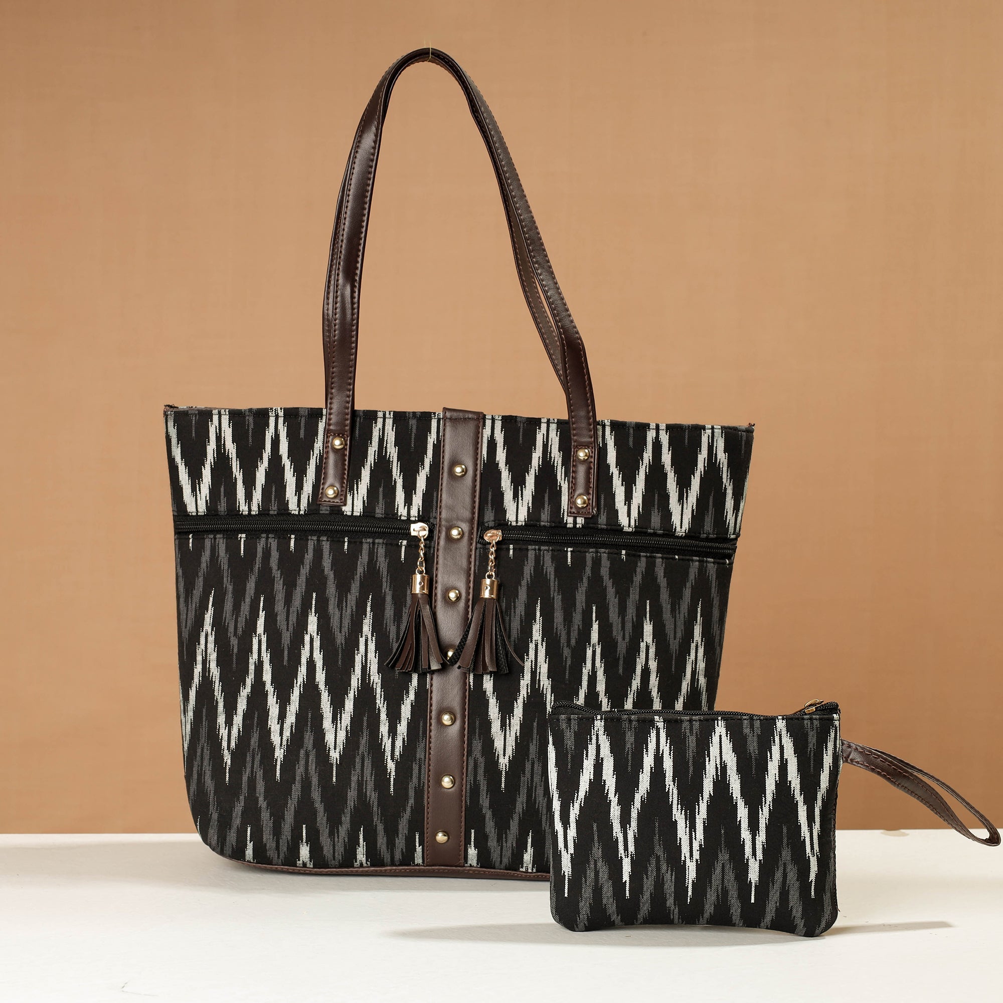 KACHCHH JI CHHAAP Black - Handcrafted Printed Shoulder Bag (Set of 2)