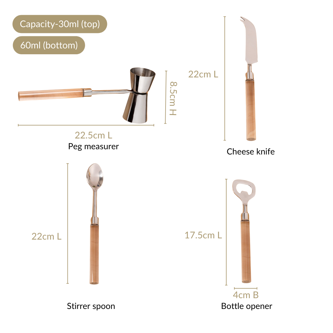 Nestasia Contemporary Chic 4 Piece Stainless Steel Bar Tool Set - view 5