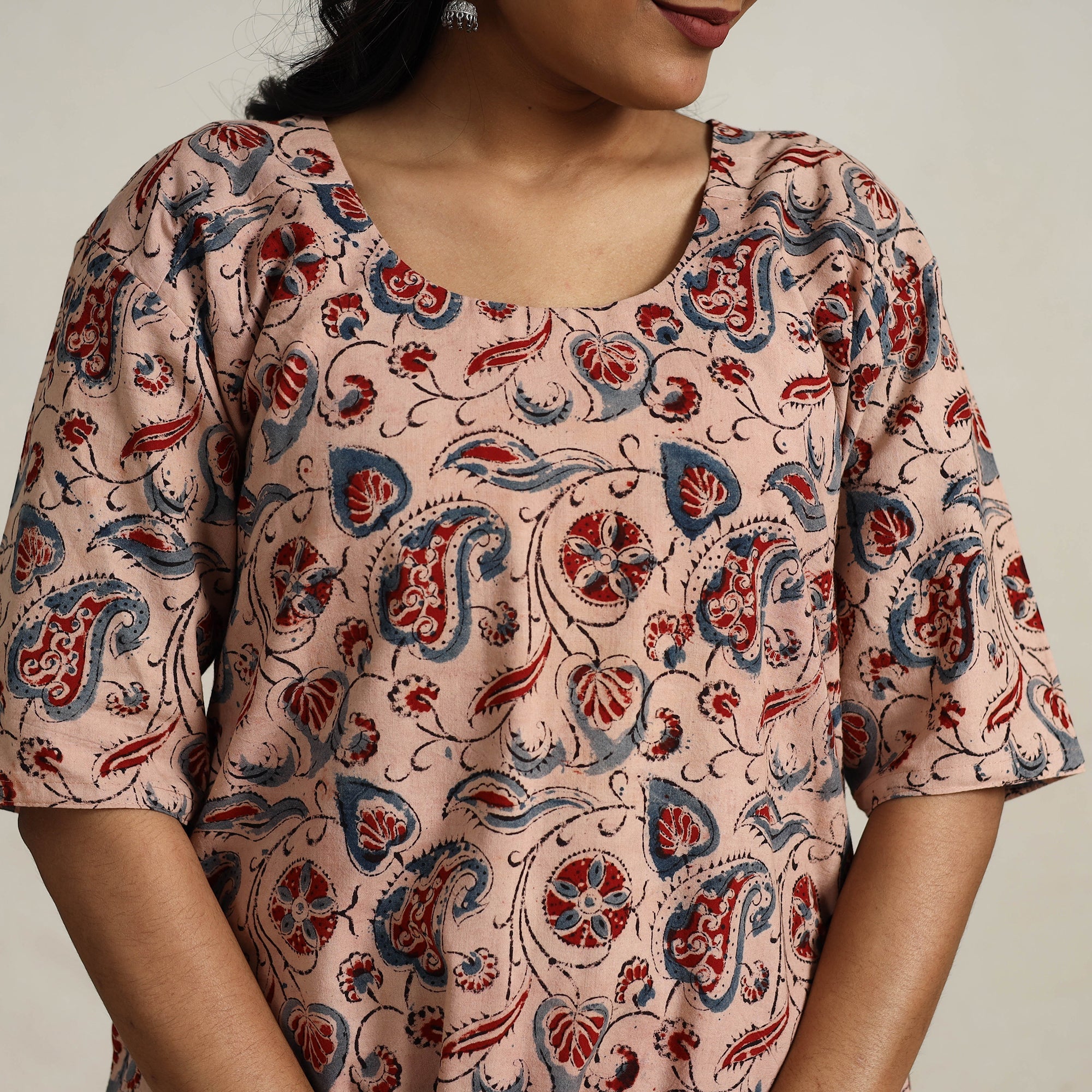 ITOKRI CASUALS Beige - Block Printed Cotton Kalamkari Kurta Set 09 - view 5