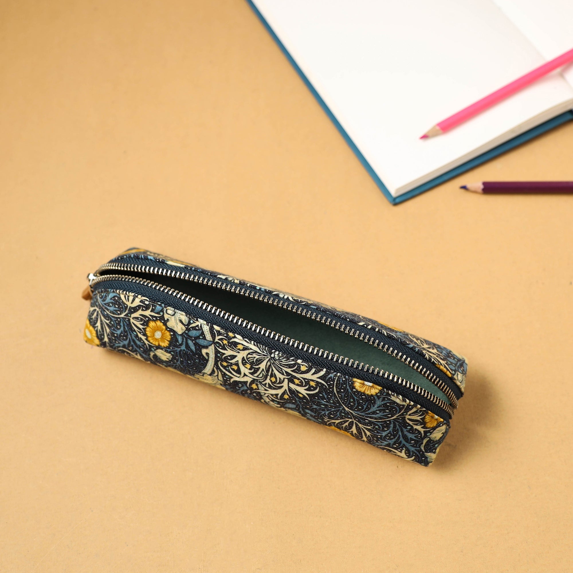 SUKRITI INPRINT Blue - Floral Print Handcrafted Pencil Pouch 45 - view 2