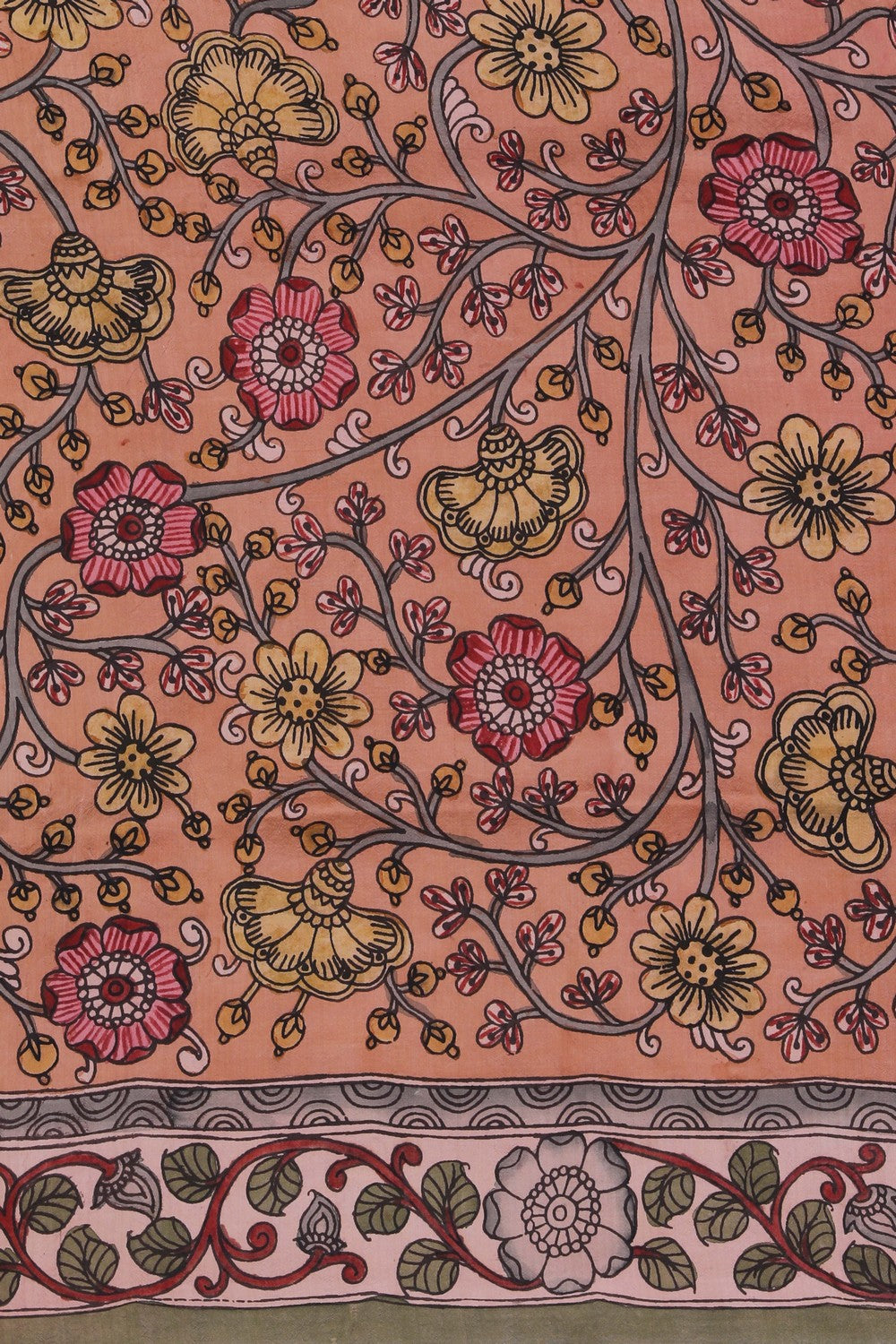 Kalanjali Kalamkari Painted Dark Pink Saree – Women's - view 4
