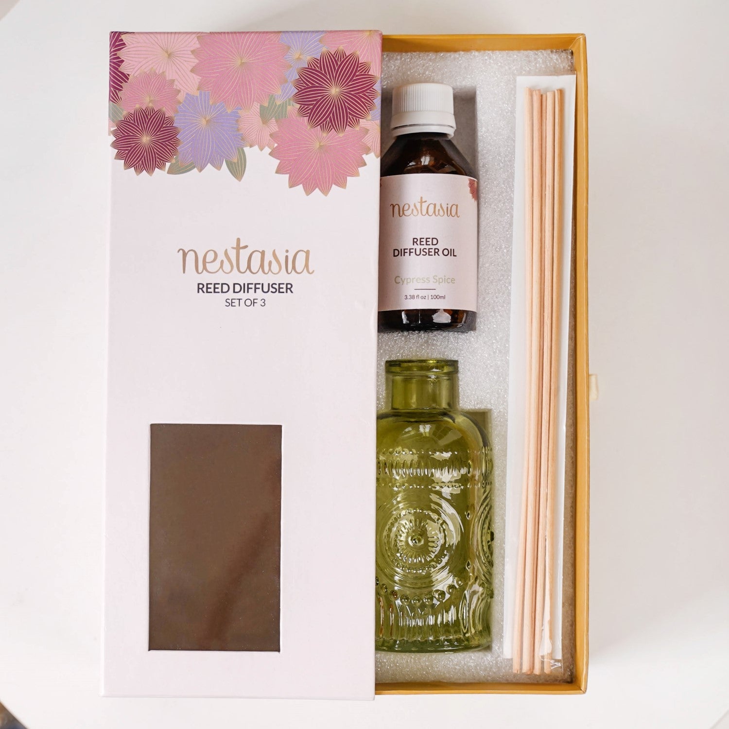 Nestasia Cypress Spice Fragrance Jar And Reed Diffuser Set Of 3 - view 2
