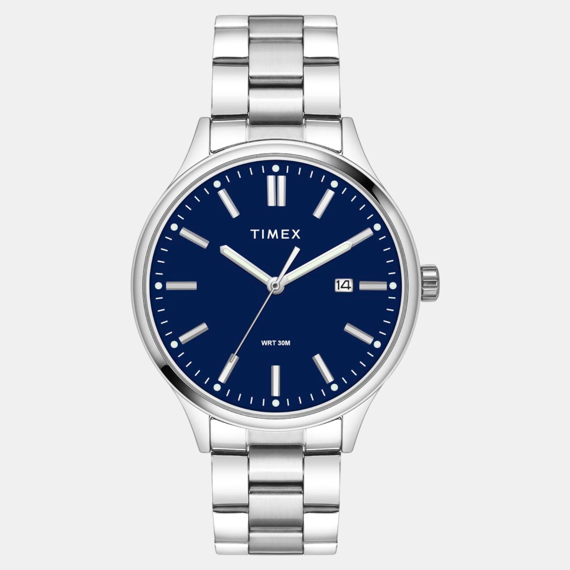 Timex Fashion Men Quartz Dark Blue Dial Analog Stainless Steel Watch TWEG18429