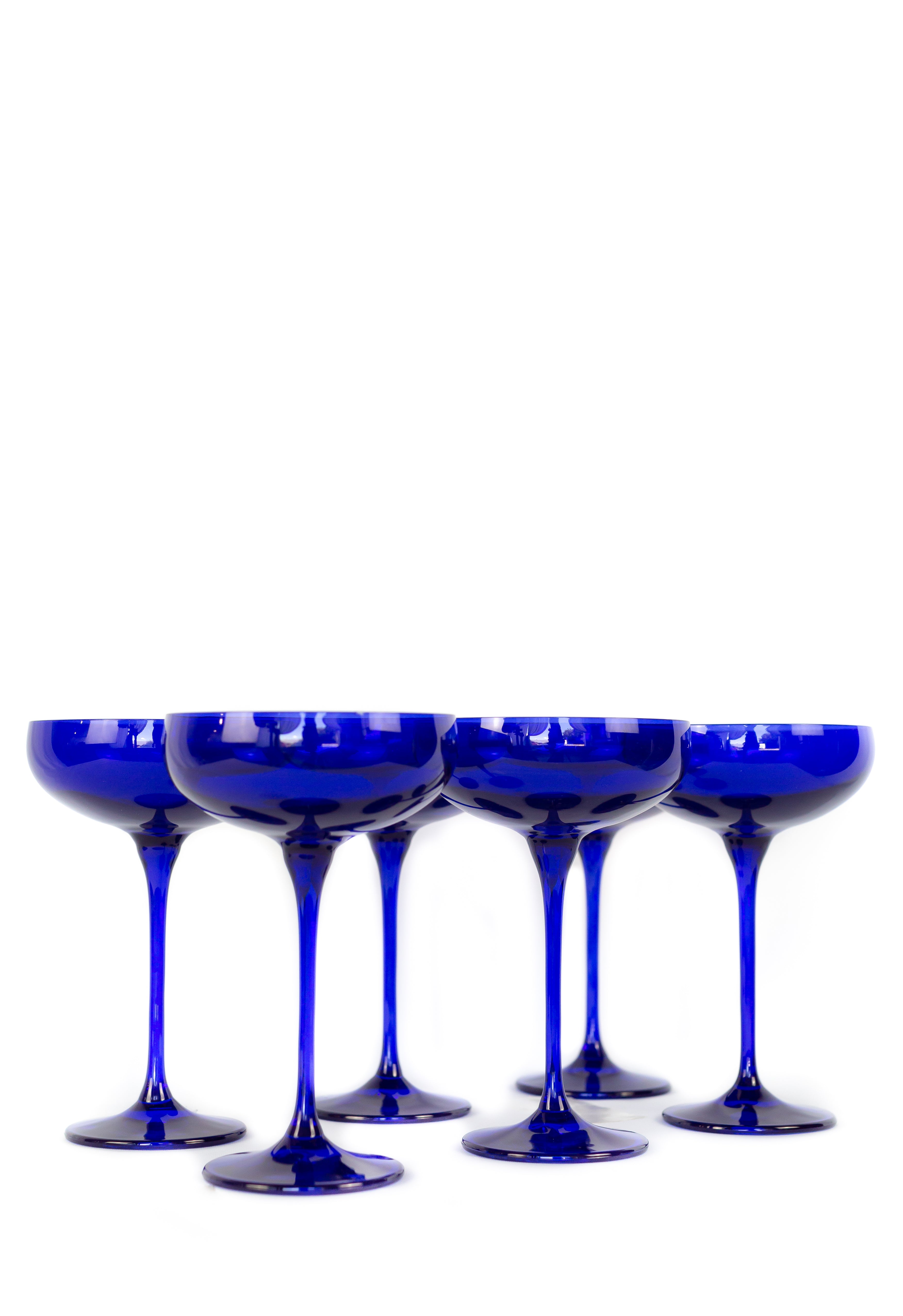 Estelle Colored Glass Estelle Colored Champagne Coupe Stemware - Set of 6 {Royal Blue} - view 9