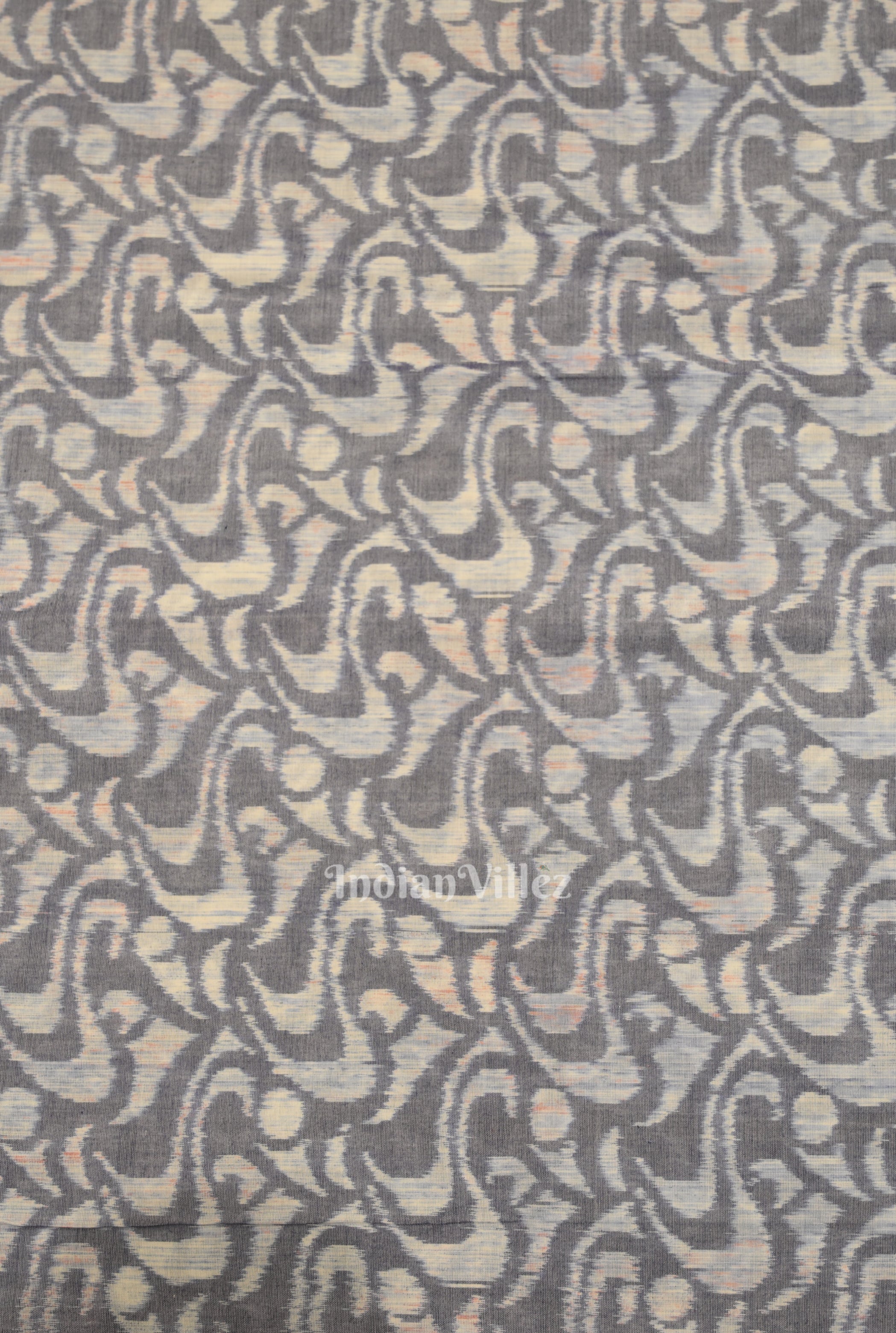 IndianVillèz Gray Blue Sambalpuri Odisha Ikat Cotton Fabric - view 3
