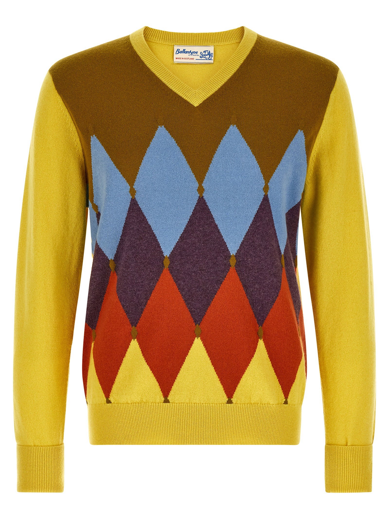 Ballantyne Classic Diamond Intarsia Sweater – 100% cashmere