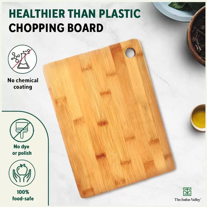The Indus Valley 100% Natural Bamboo Wood Chopping/Cutting Board, Toxin-free, No Dye/Polish, Strong,Scratch Resistant 32cm in Length /21.7cm in Width - view 3