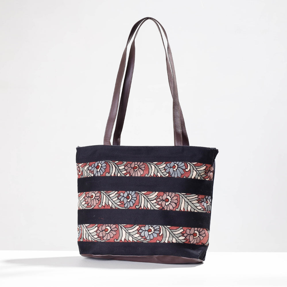 DWARAKA PLUS Black - Shoulder Bag - Handpainted Kalamkari Natural Dyed Cotton