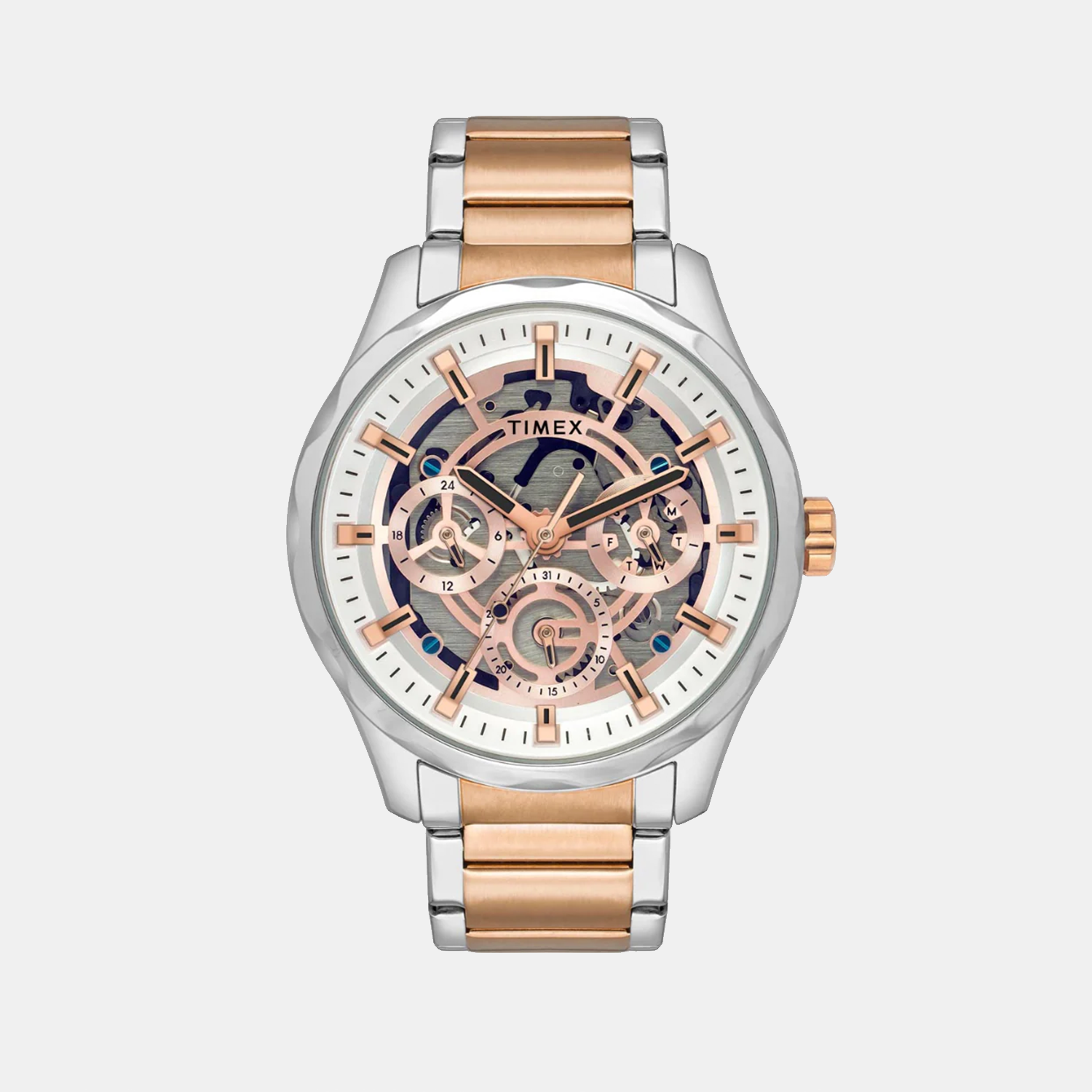 Timex E Class Men Quartz Rose Gold Dial Analog Stainless Steel Watch TW0TG7629