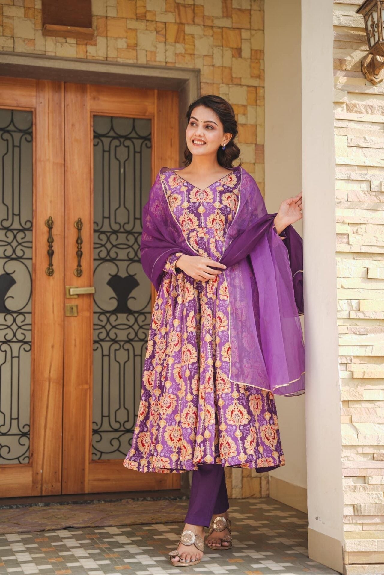 Idaho-o Pranavi Purple Heavy Suit Set - view 2