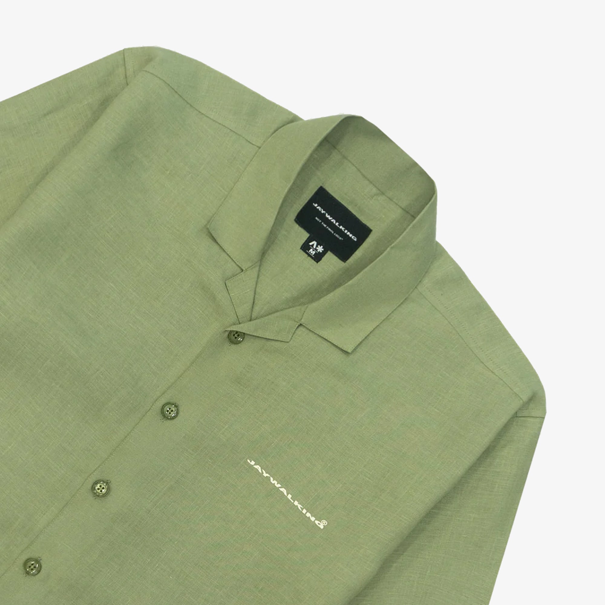 Jaywalking | Beige Linen Shirt { Green - view 3