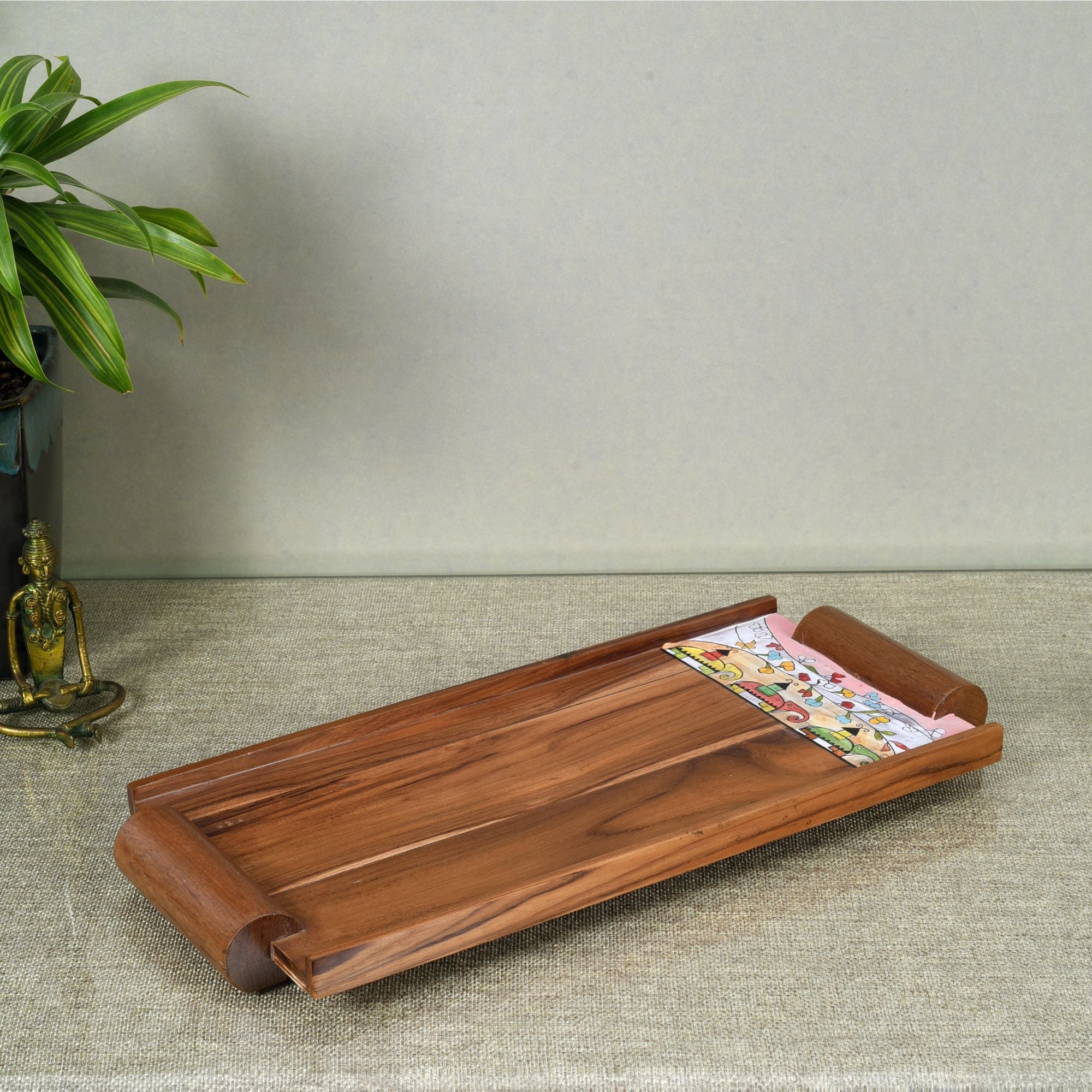 ART CREATIONS BY SUMAN SONTHALIA Brown - Exotic Elephants Handcrafted Serving Tray (16.5x7.5x1.5) - view 2