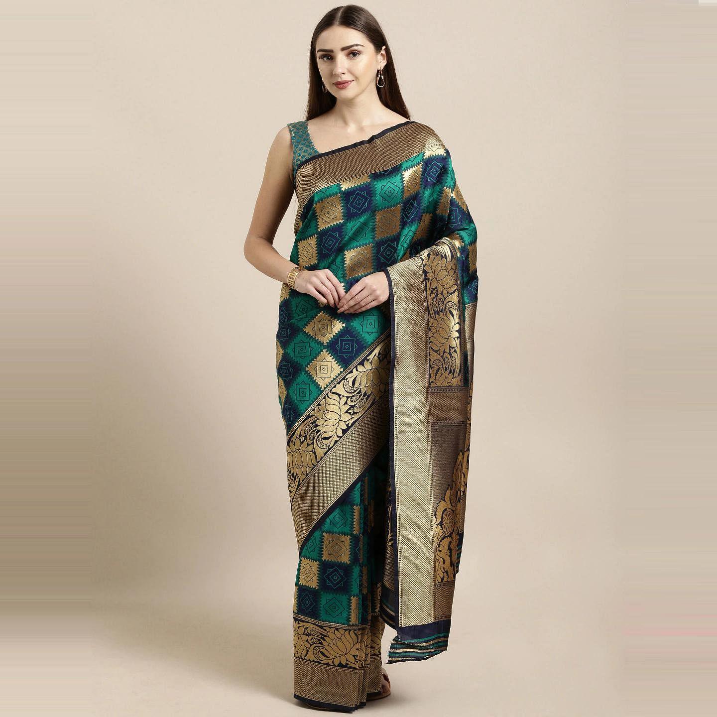 Peachmode Multicolor Festive Wear Woven Kanjivaram Silk Saree