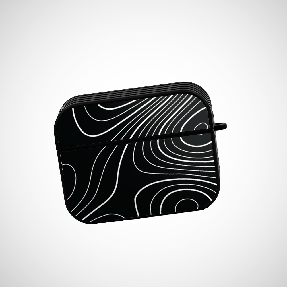 Cover It Up Black Topography Glass Airpods Pro Case Covers