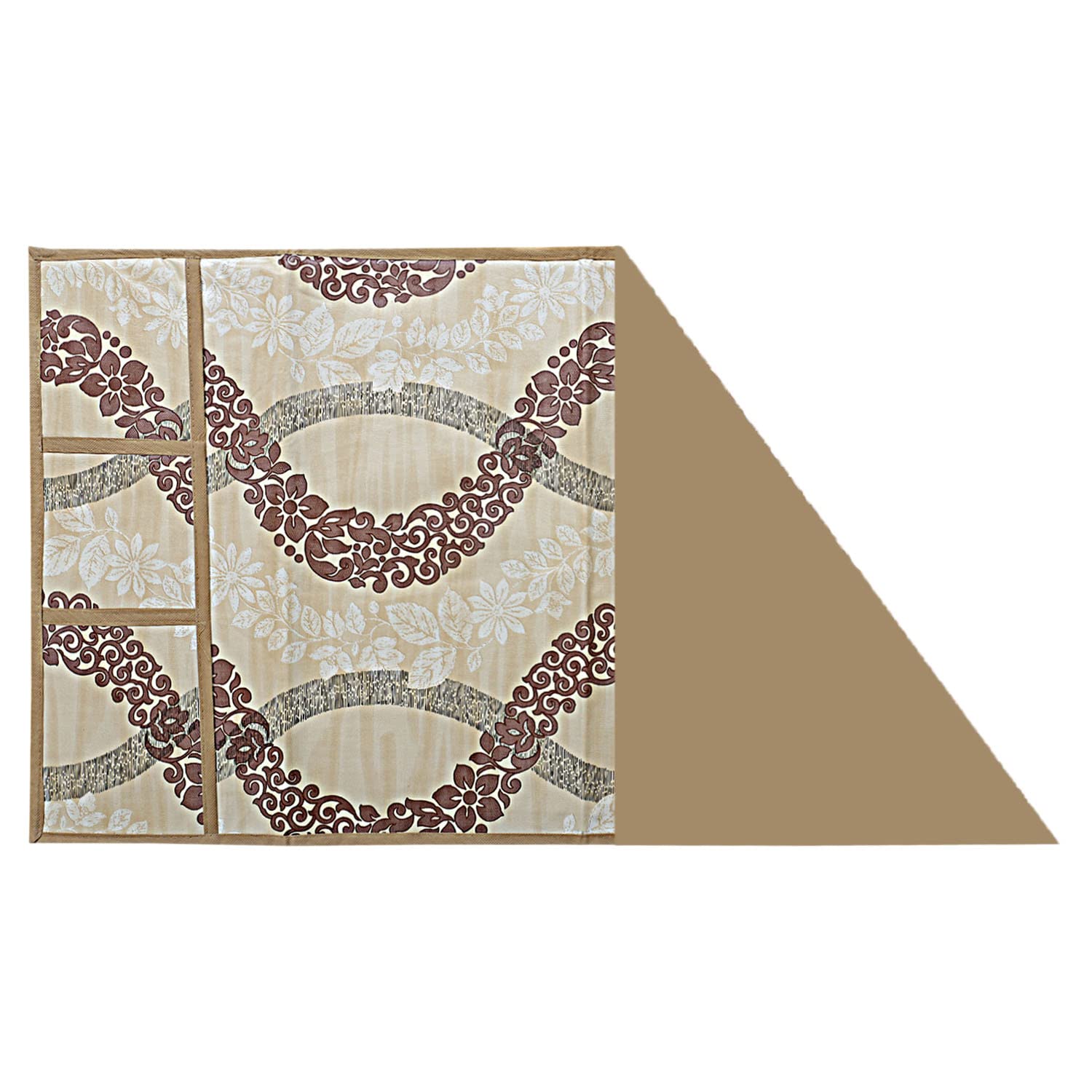 Kuber Industries Leaf Print PVC Fridge Top Cover, Protect for Scratches with 6 Utility Side Pockets (Cream) - view 3