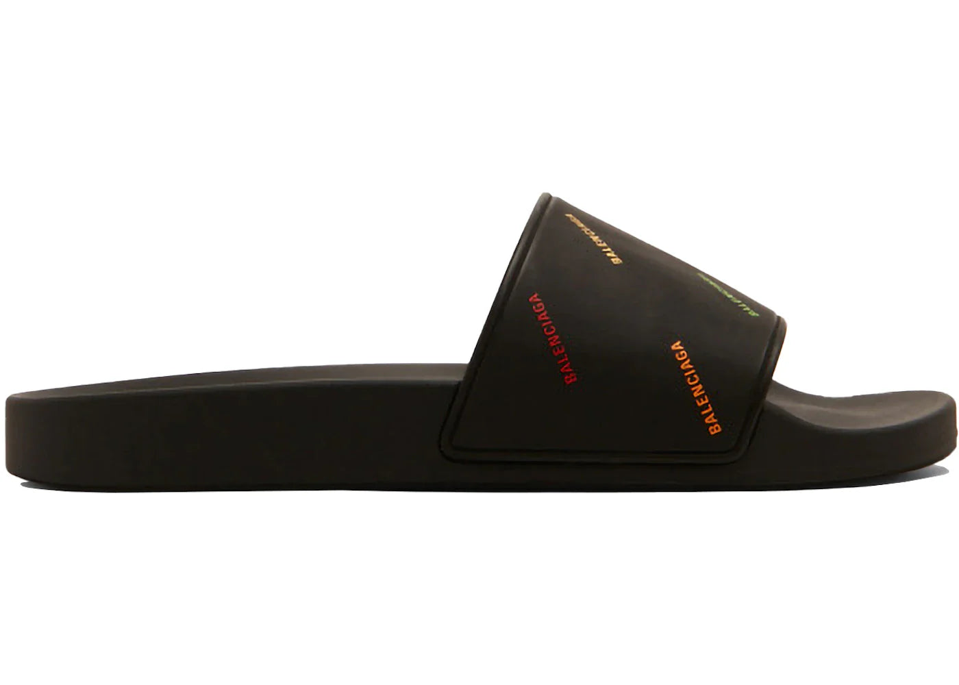Balenciaga Pride Pool Slides Black White Multi - view 2