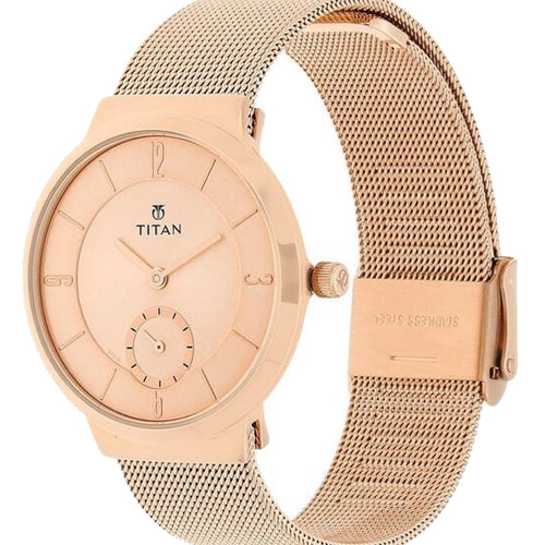 Titan Workwear Quartz Analog Rose Gold Dial Stainless Steel Strap Watch for Women 32mm NS95033WM01 - view 2
