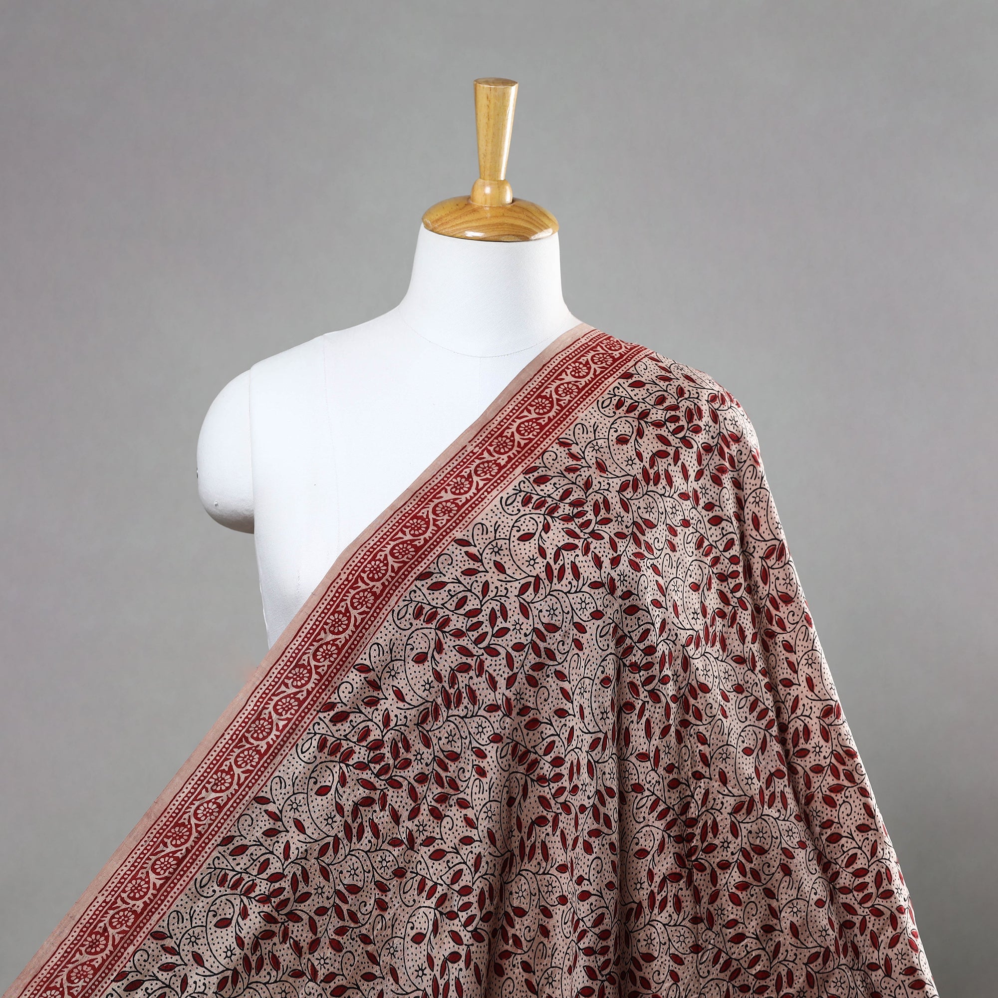 BAGH PRINTS BY UMAR FARUK KHATRI Beige - Mulberry Silk Bagh Print Fabric 11